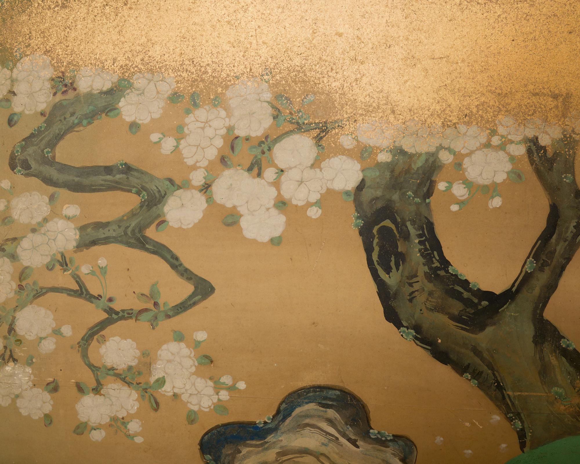 Pair of Japanese Kano Screens Flowering Cherry of Yoshino Mountain 2
