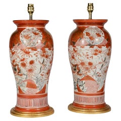 Pair of 19th Century Japanese Kutani Antique Table Lamps