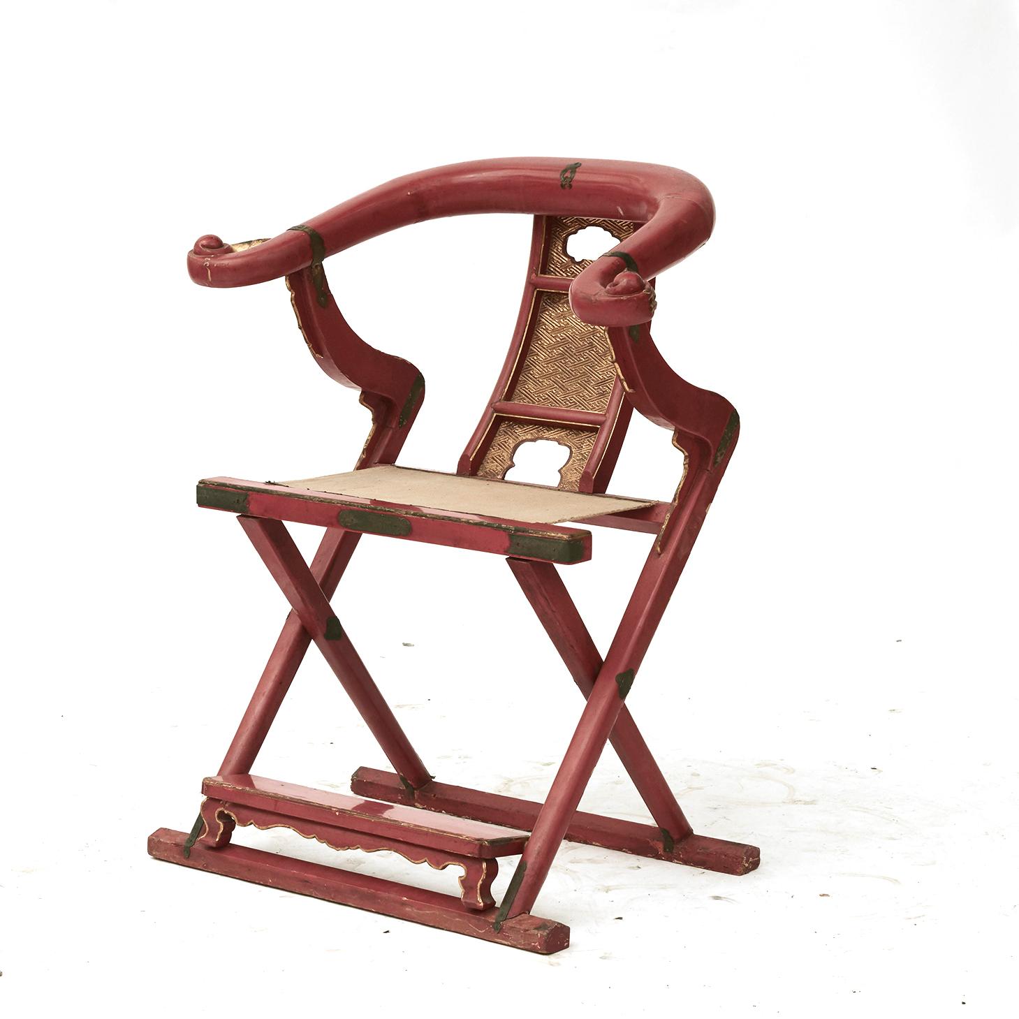 Pair of Japanese Kyokuroku Folding Chairs For Sale 5