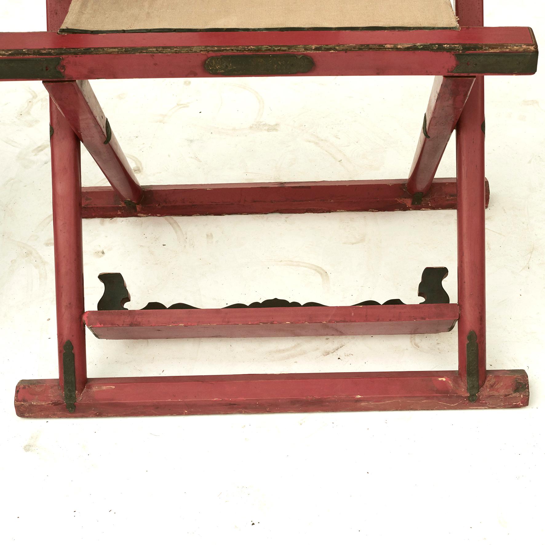 19th Century Pair of Japanese Kyokuroku Folding Chairs For Sale
