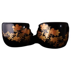 Pair of Japanese Lacquer Hibachi with Tropical Motifs — Taishō to Early Shōwa Pe