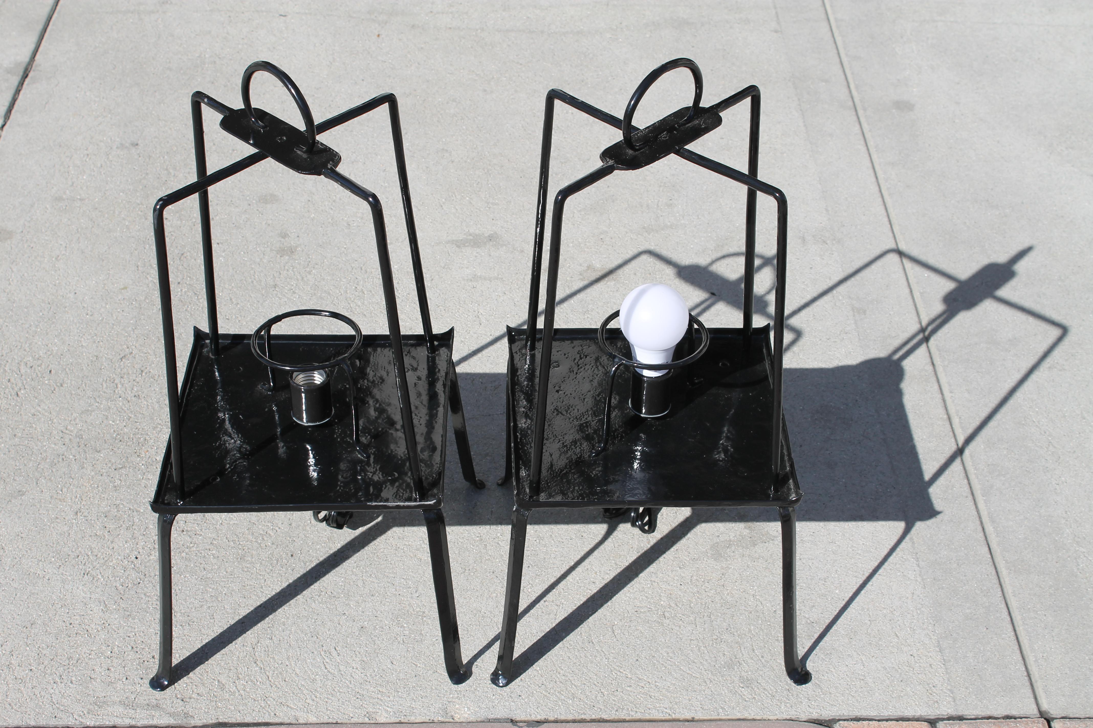 Mid-20th Century Pair of Japanese Lantern Table Lamps For Sale