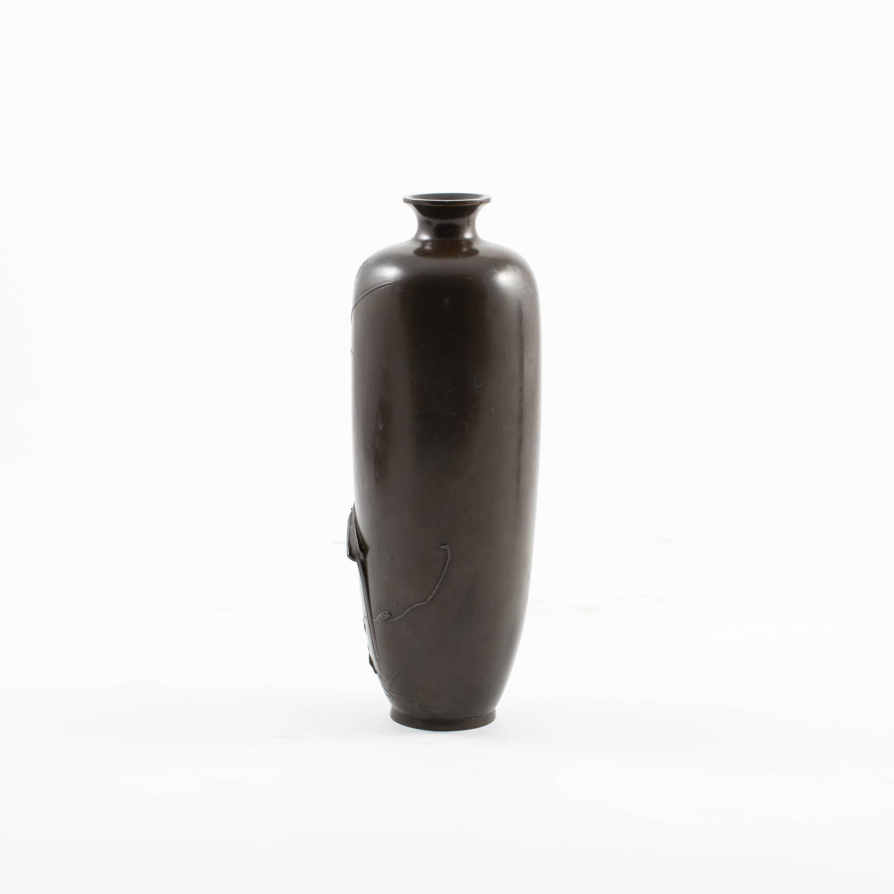 Pair of Japanese Meiji Bronze Vases 7