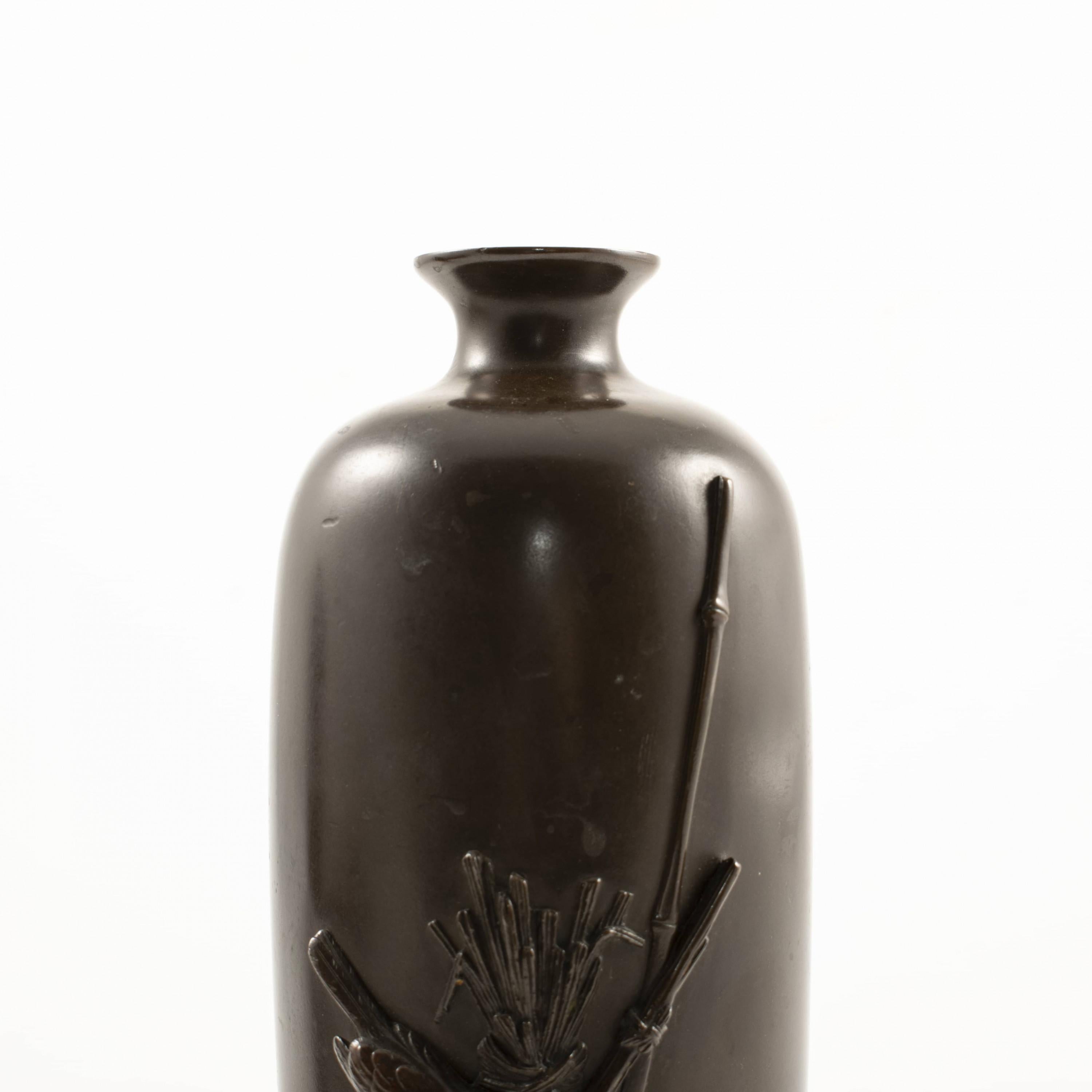 Pair of Japanese Meiji Bronze Vases 11