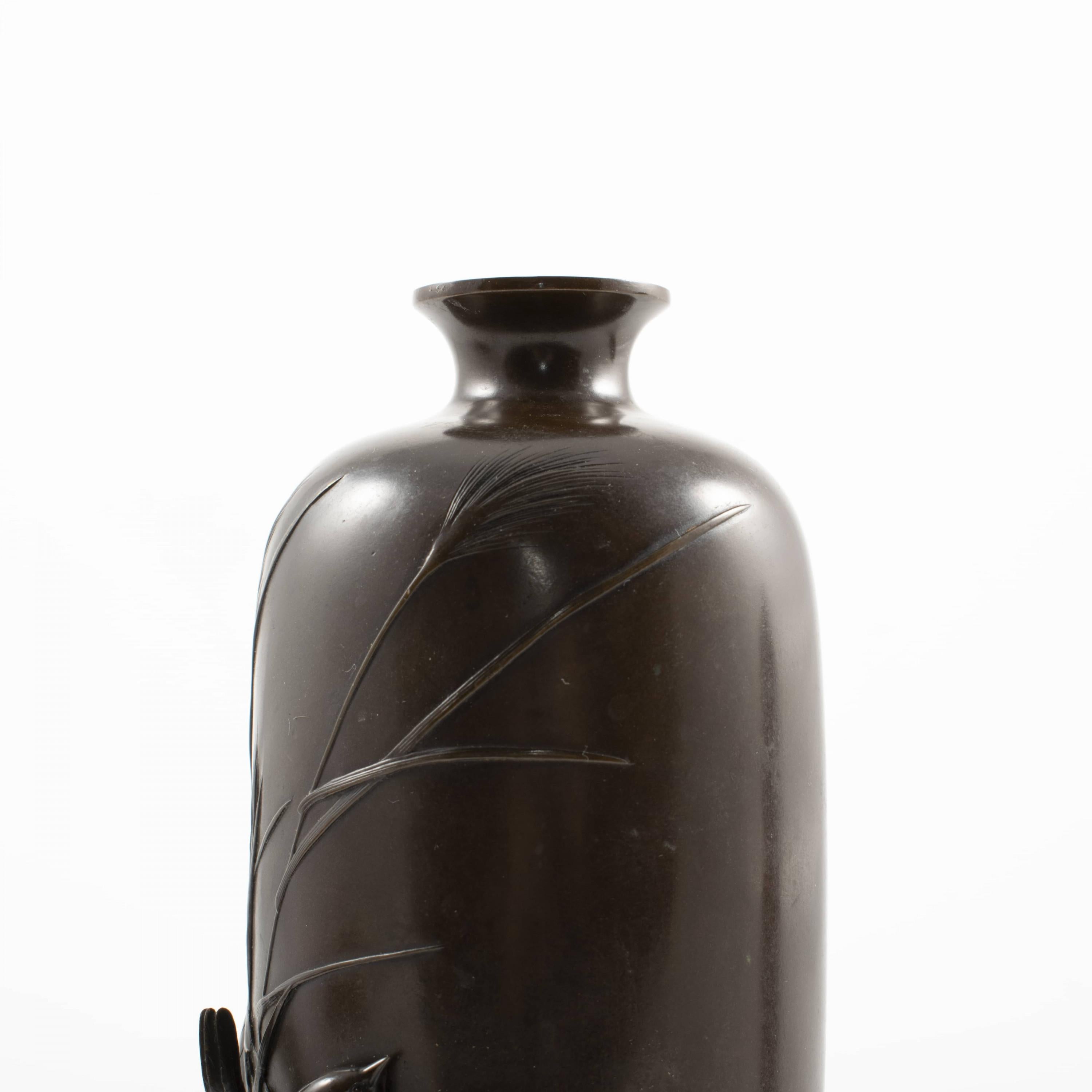 Pair of Japanese Meiji Bronze Vases 1