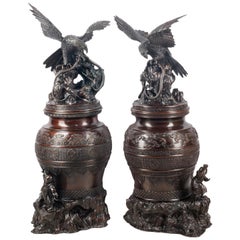 Pair of Japanese Meiji Period Bronze Koros