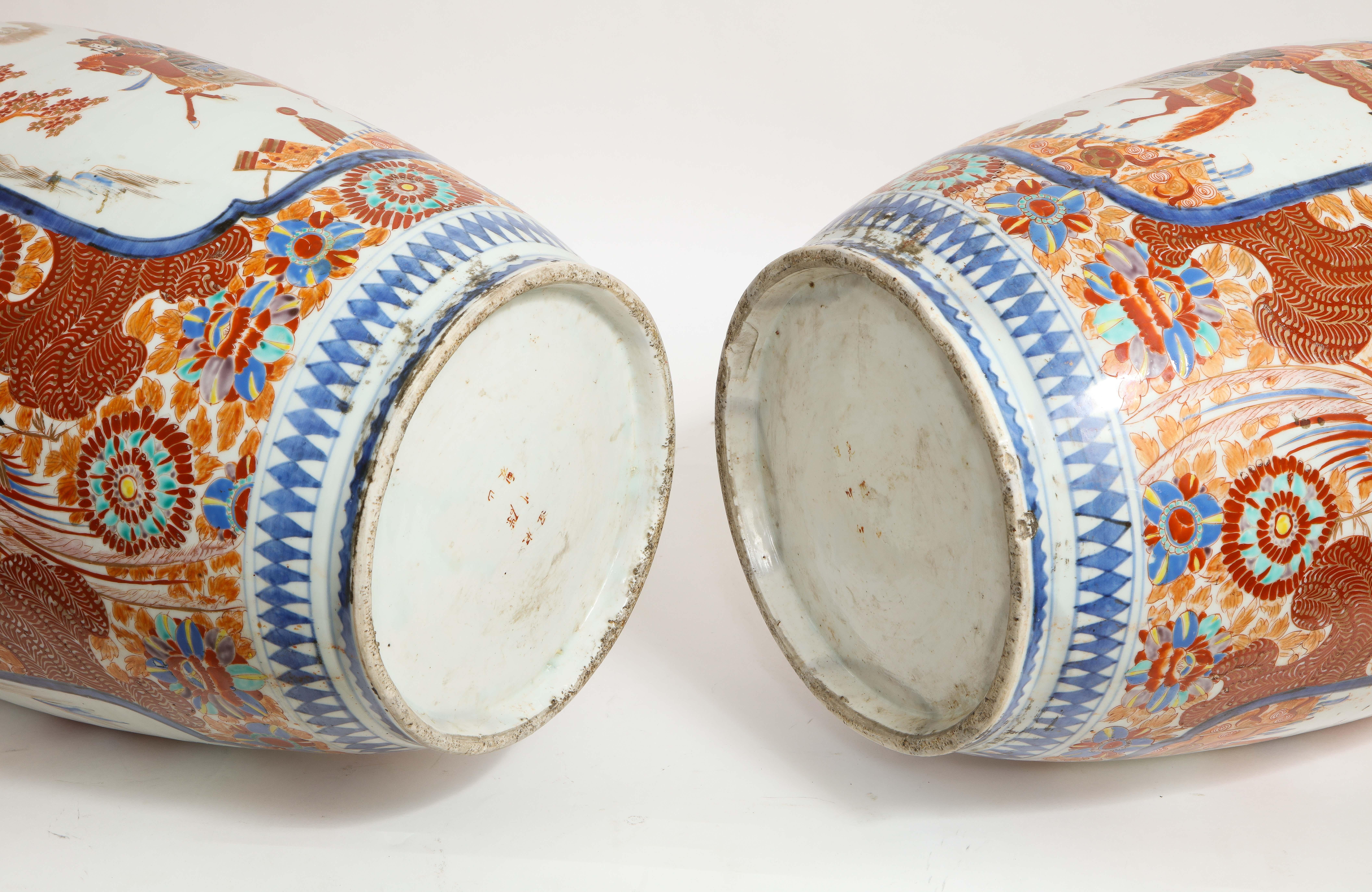 Pair of Japanese Meiji Period Imari Vases with Dragon Handles For Sale 9