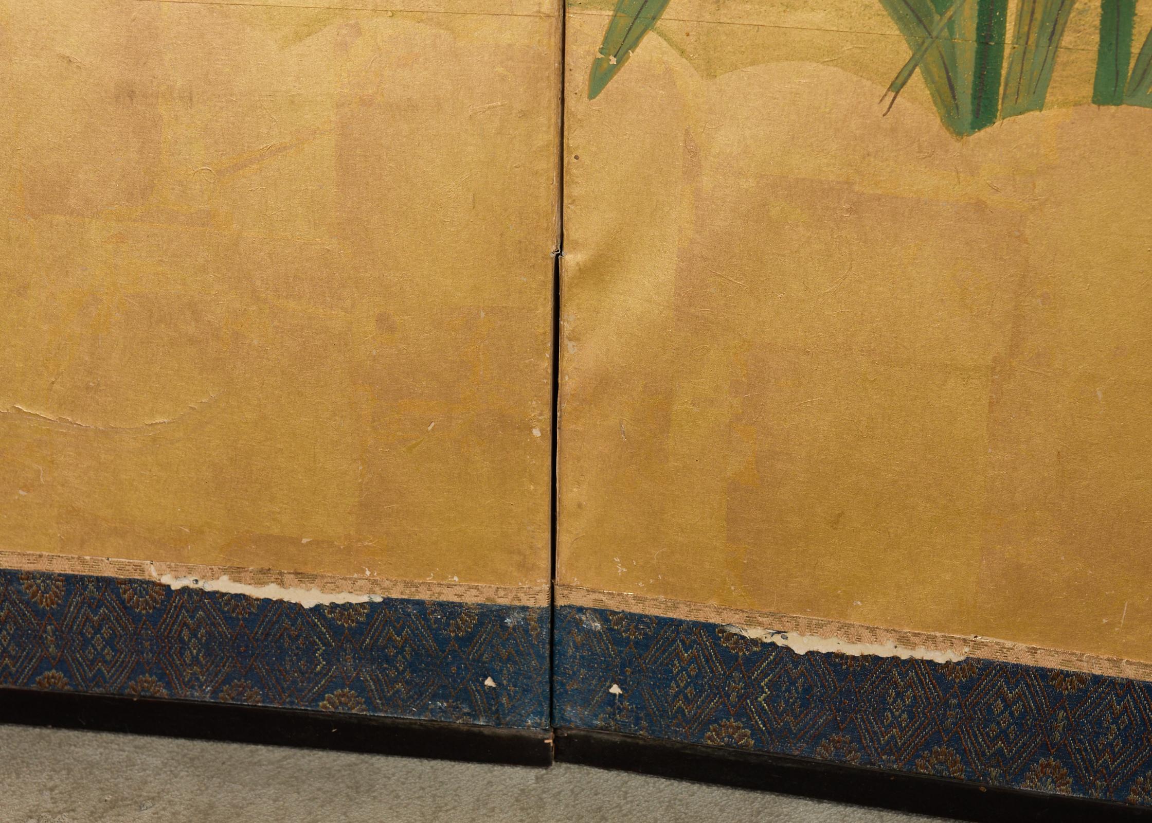 Pair of Japanese Meiji Screens Blossoms of Spring, Summer and Autumn For Sale 7