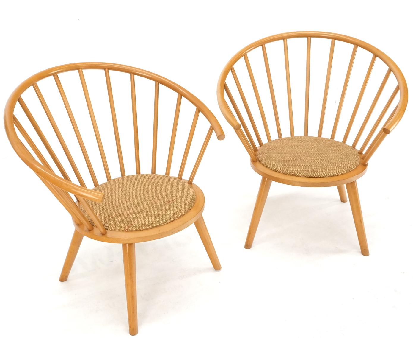 Pair of Japanese Mid Century Modern Akita Mokko Fan Barrel Back Lounge Chairs For Sale 3