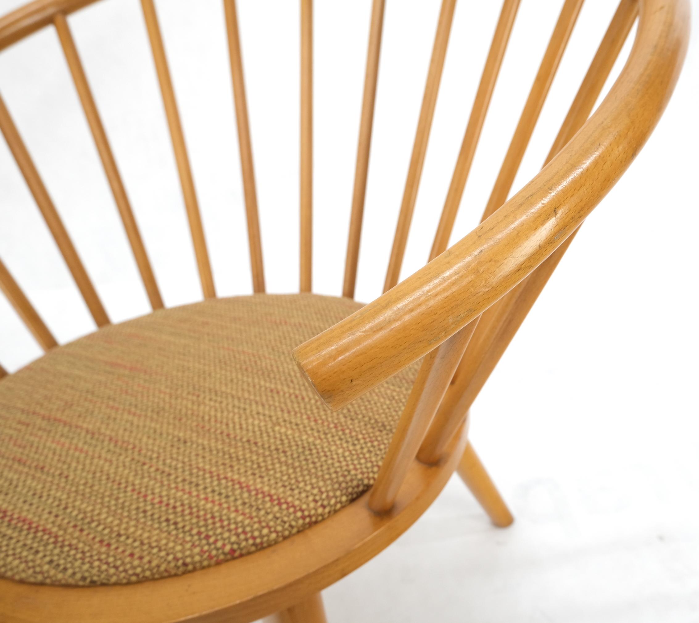 Pair of Japanese Mid Century Modern Akita Mokko Fan Barrel Back Lounge Chairs For Sale 4