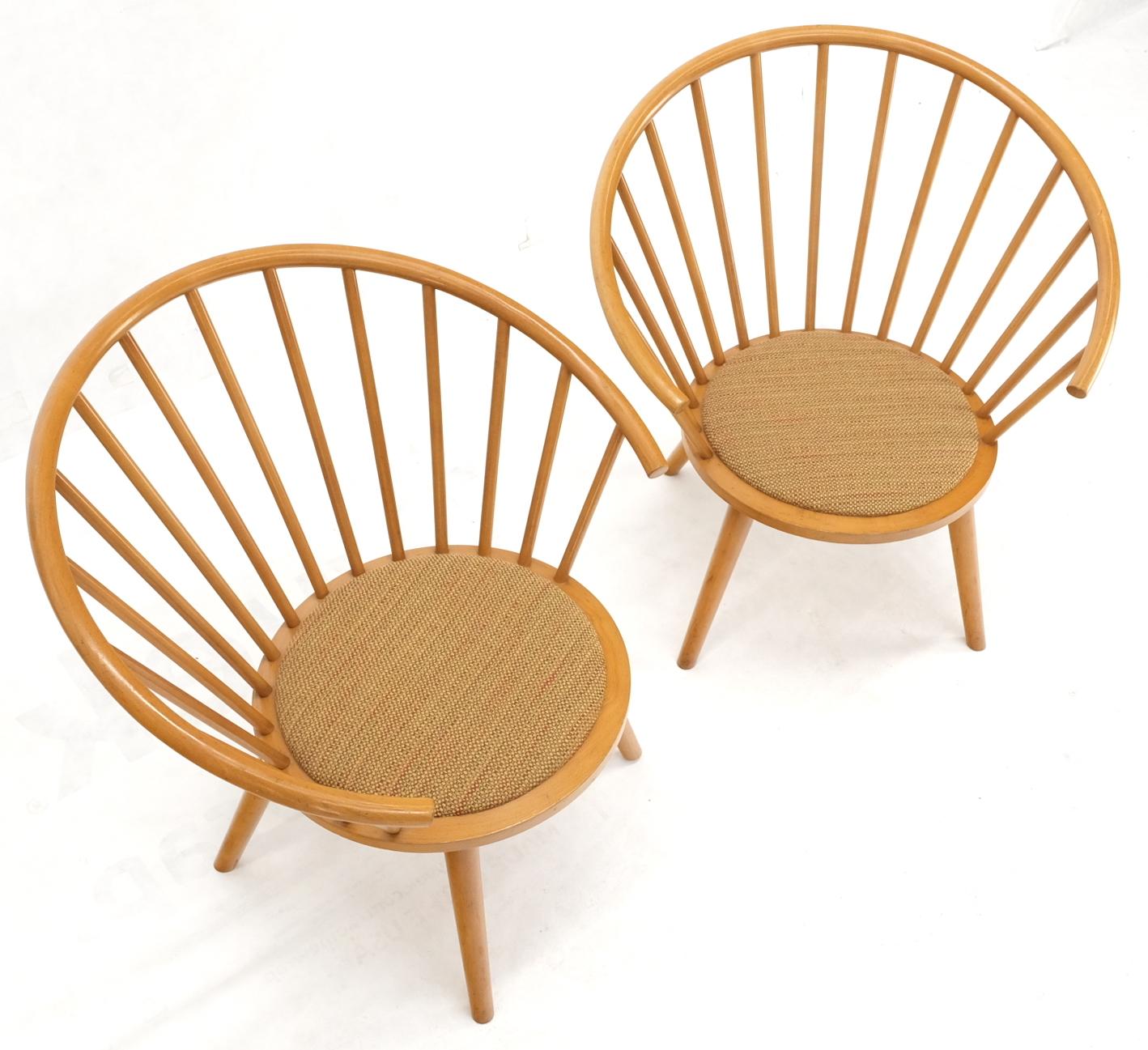 Pair of Japanese Mid Century Modern Akita Mokko Fan Barrel Back Lounge Chairs For Sale 5