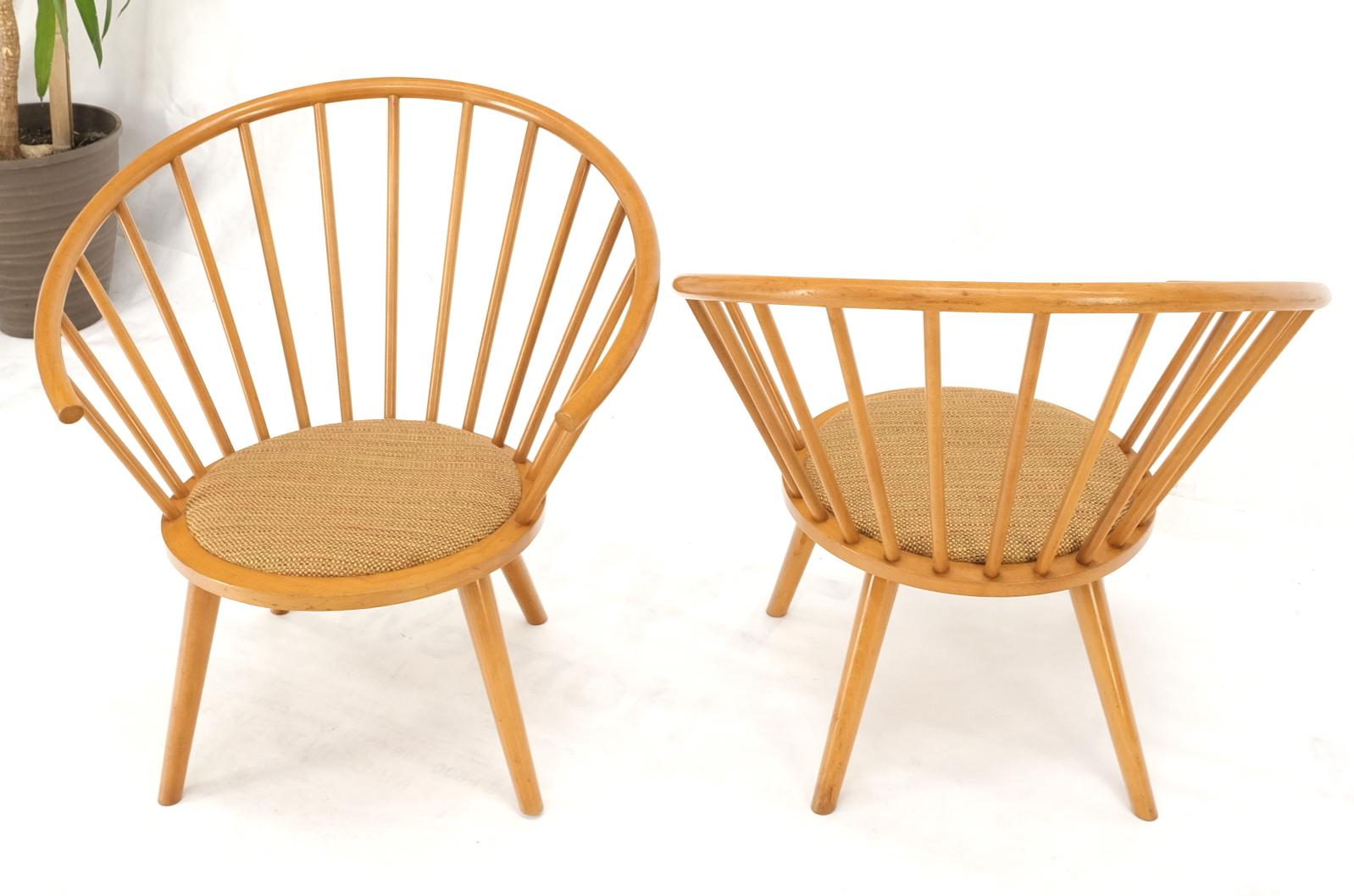 Pair of Japanese Mid Century Modern Akita Mokko Fan Barrel Back Lounge Chairs For Sale 8