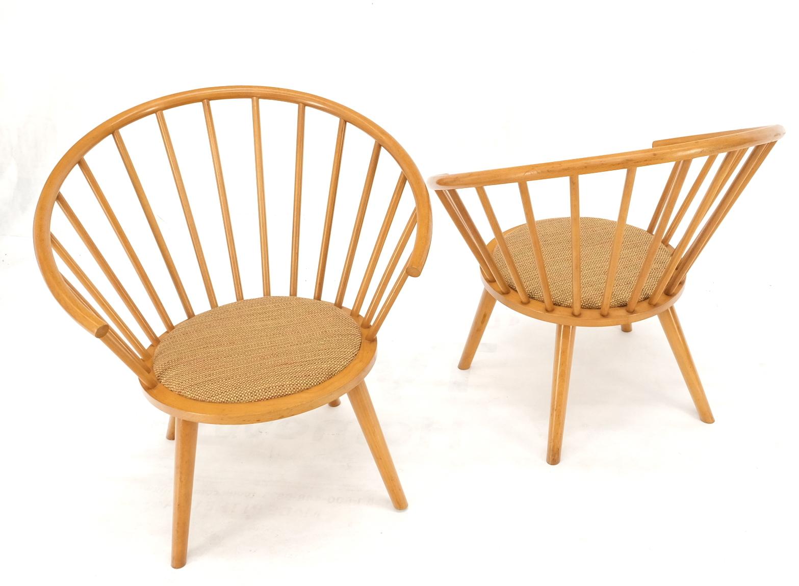 Pair of Japanese Mid Century Modern Akita Mokko Fan Barrel Back Lounge Chairs For Sale 10