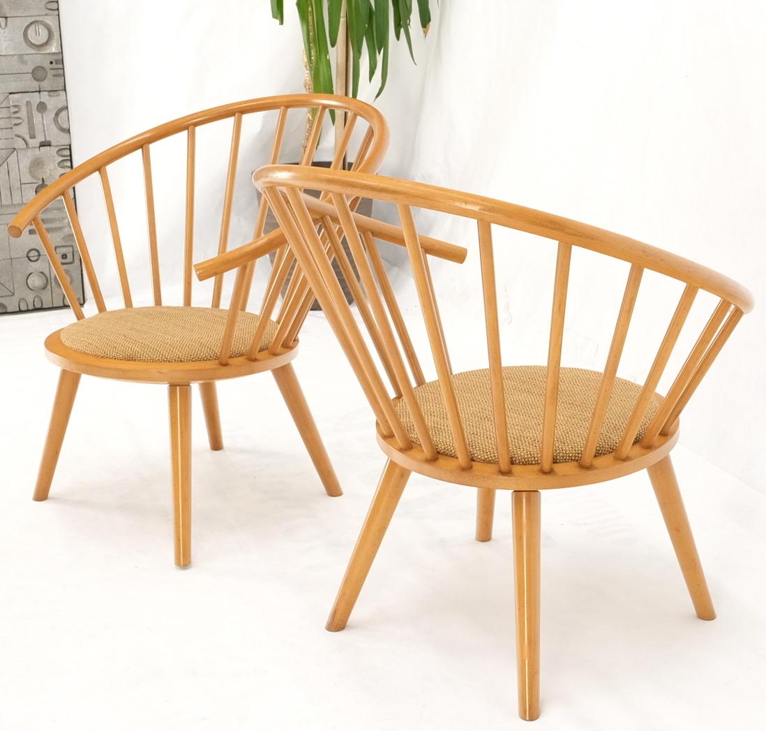 Pair of Japanese Mid Century Modern Akita Mokko Fan Barrel Back Lounge Chairs For Sale 11