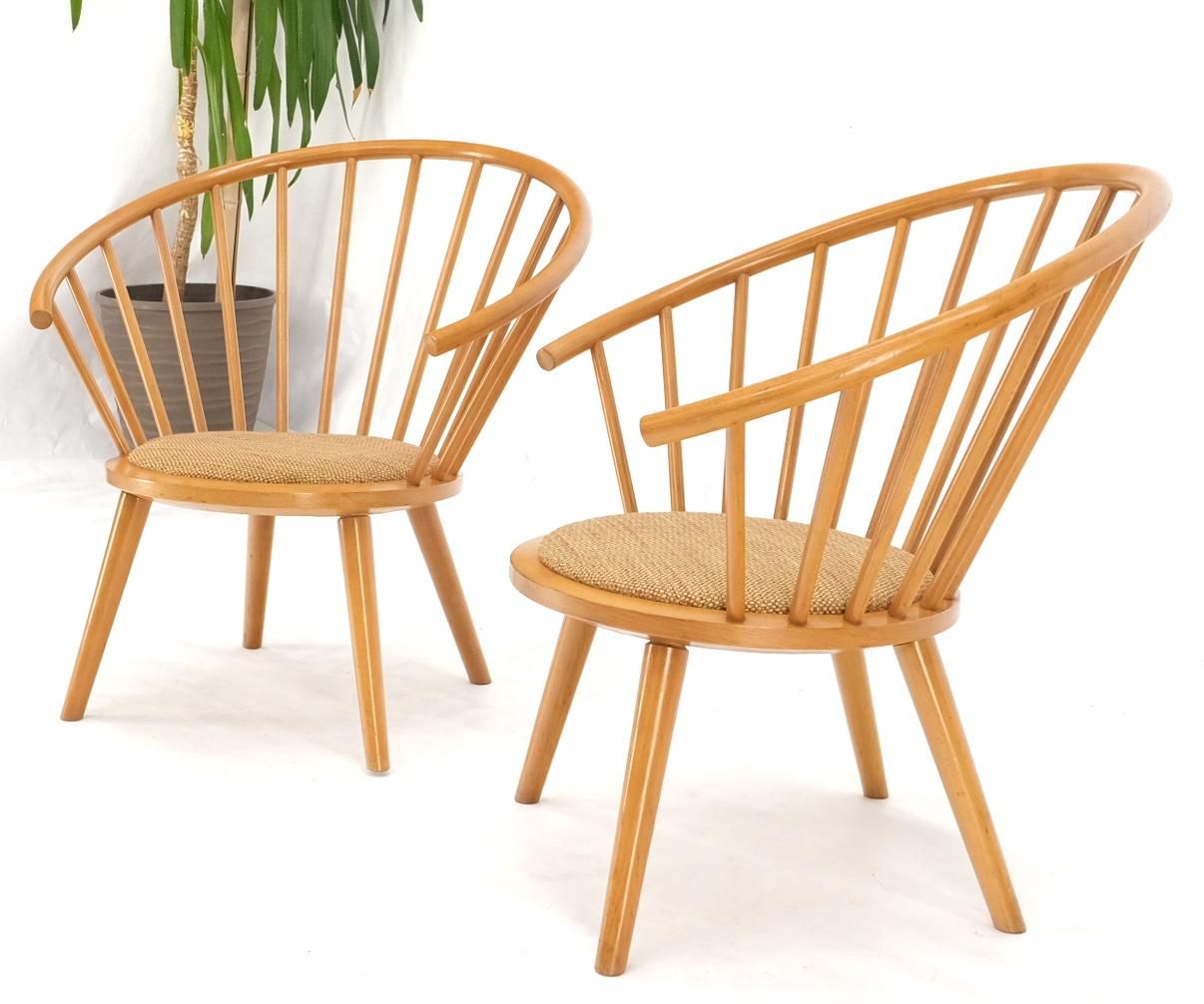 Mid-Century Modern Pair of Japanese Mid Century Modern Akita Mokko Fan Barrel Back Lounge Chairs For Sale
