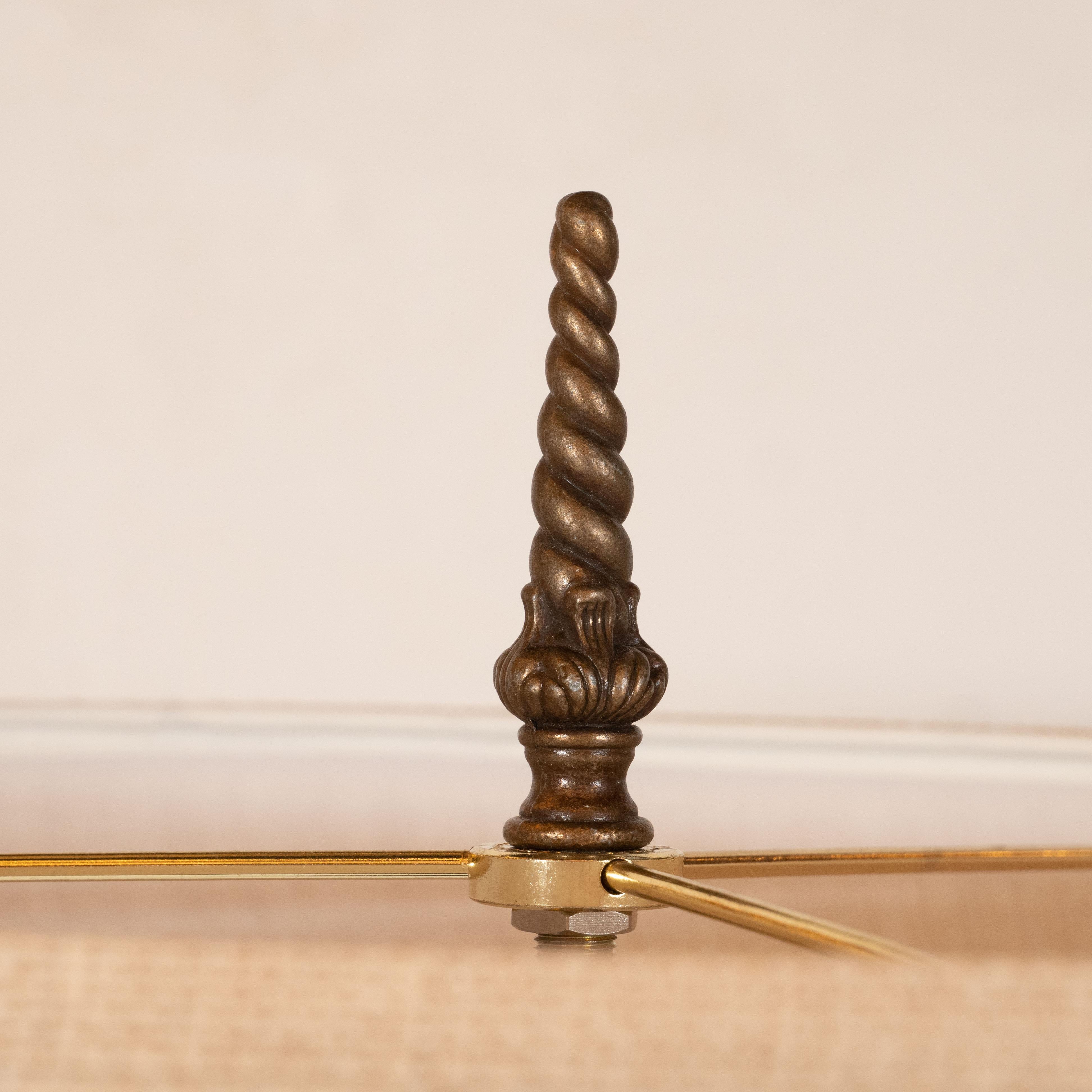 Pair of Japanese Mid-Century Modern Polished Bronze and Verdigris Table Lamps In Excellent Condition In New York, NY