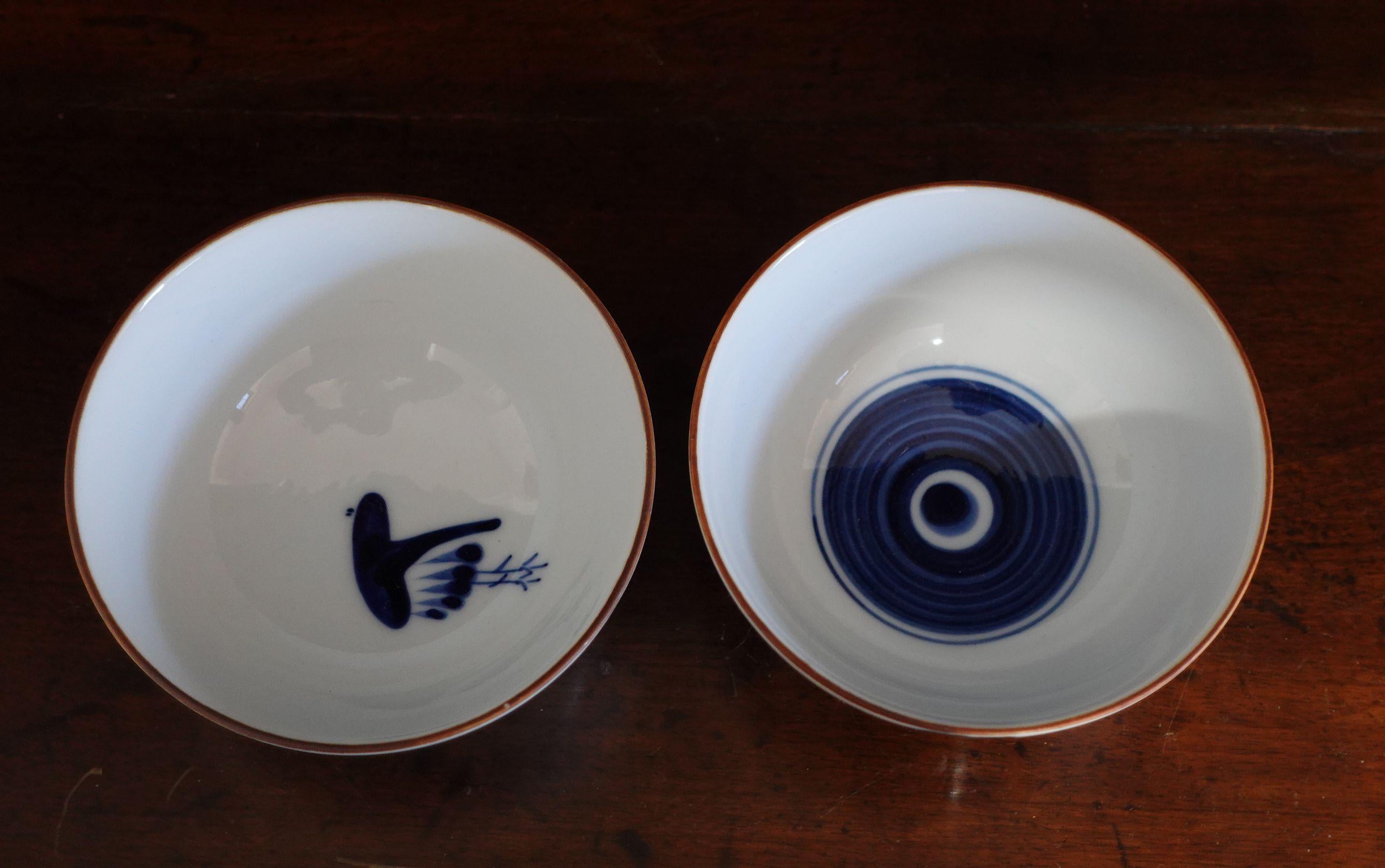 20th Century Pair of Japanese Mid-Century Studio Pottery Bowls-Signed For Sale
