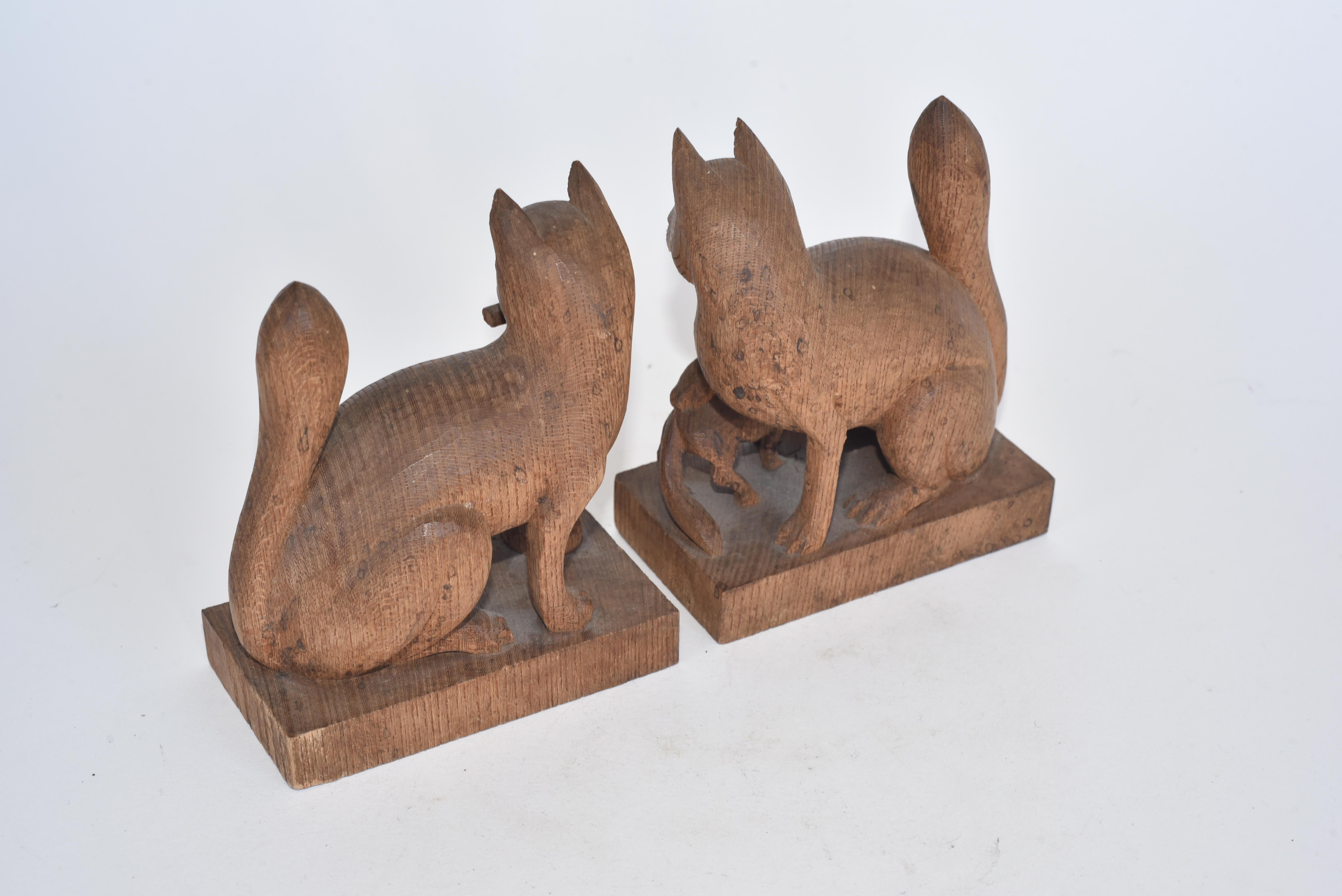 Pair of Japanese Miniature Wooden Foxes, Inari Shrine Guardians, 19th Century 1