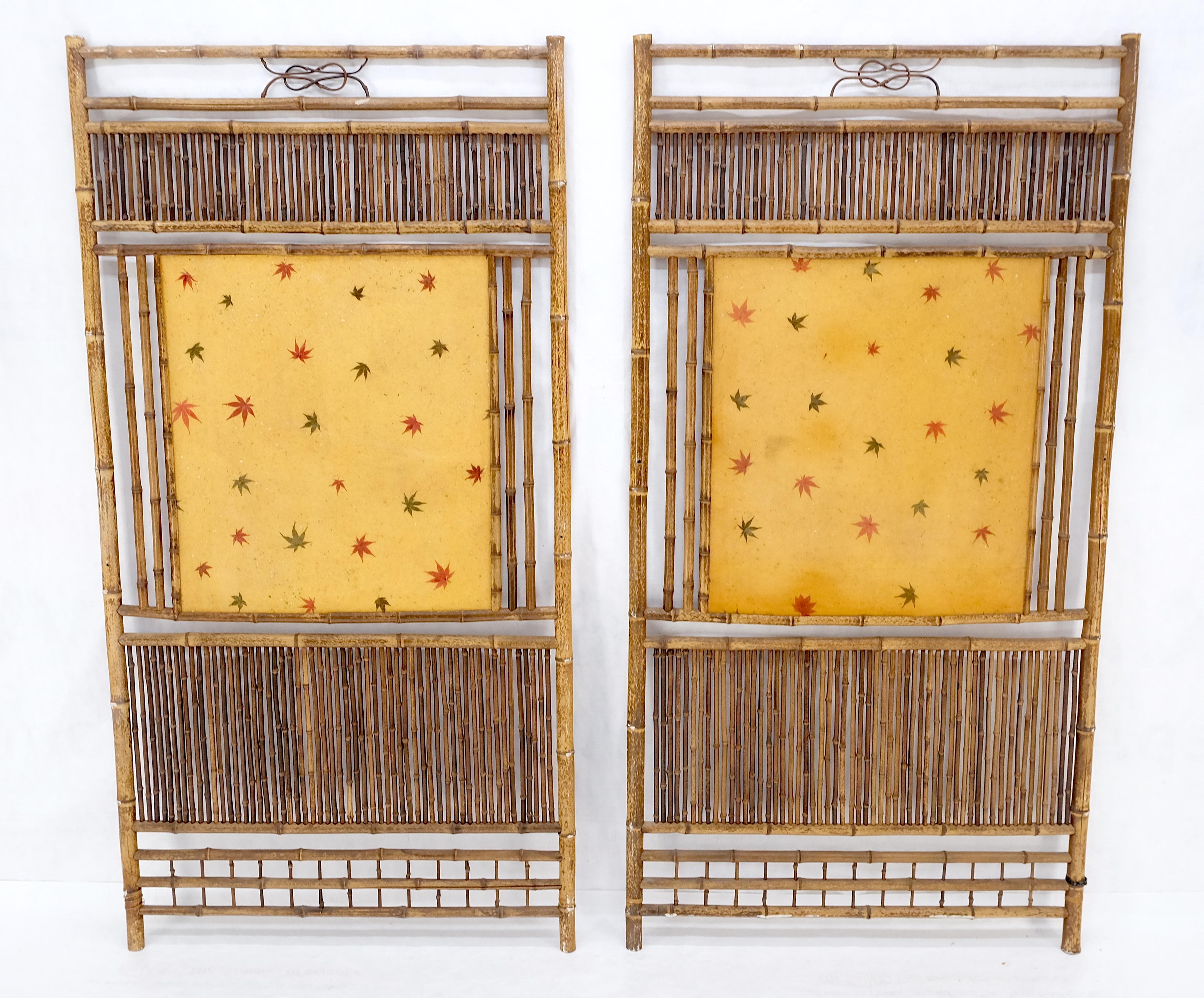 20th Century Pair of Japanese Modern Bamboo Room Dividers Screens Decorative Panels Wall Art For Sale