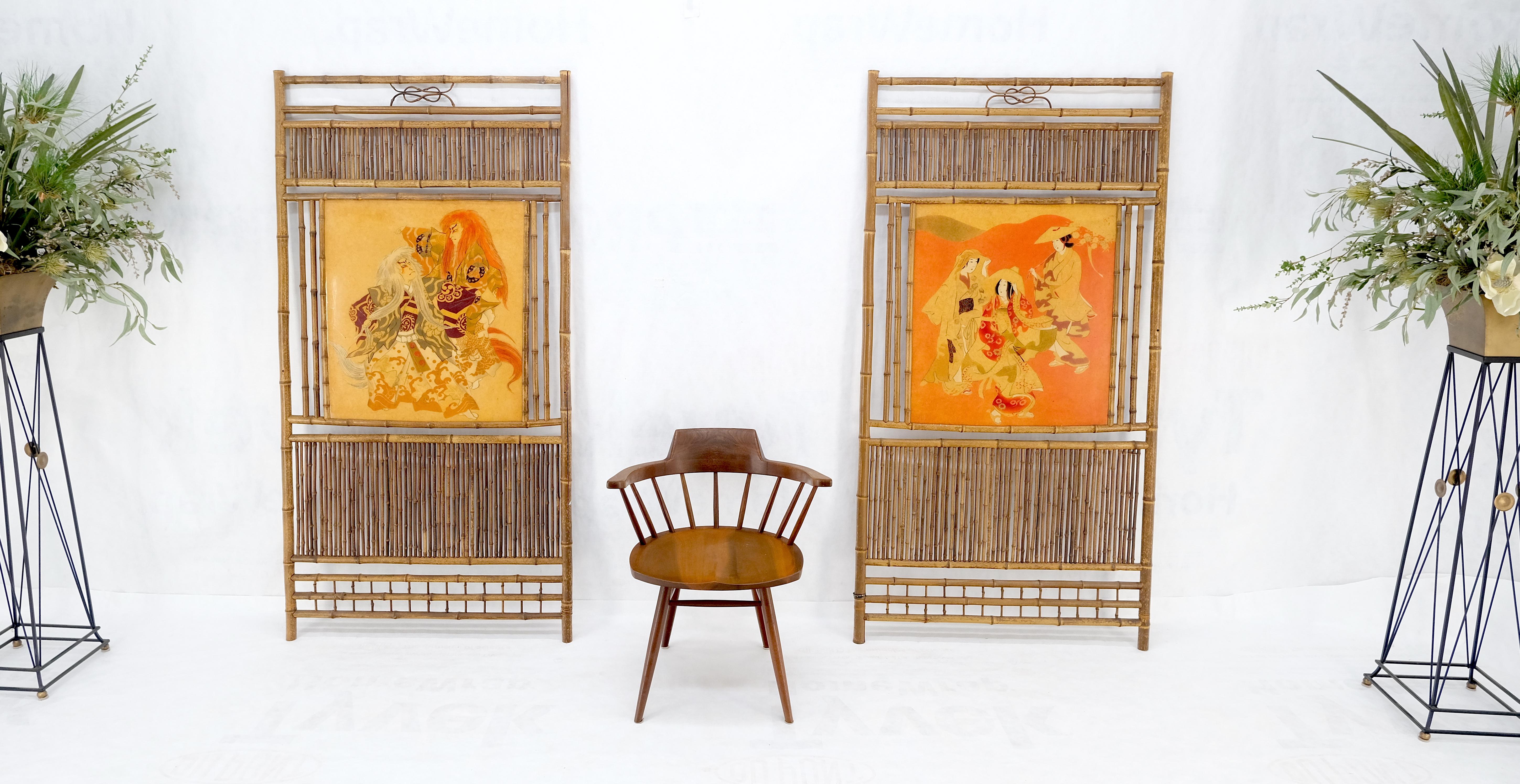 Pair of Japanese Modern Bamboo Room Dividers Screens Decorative Panels Wall Art For Sale 2