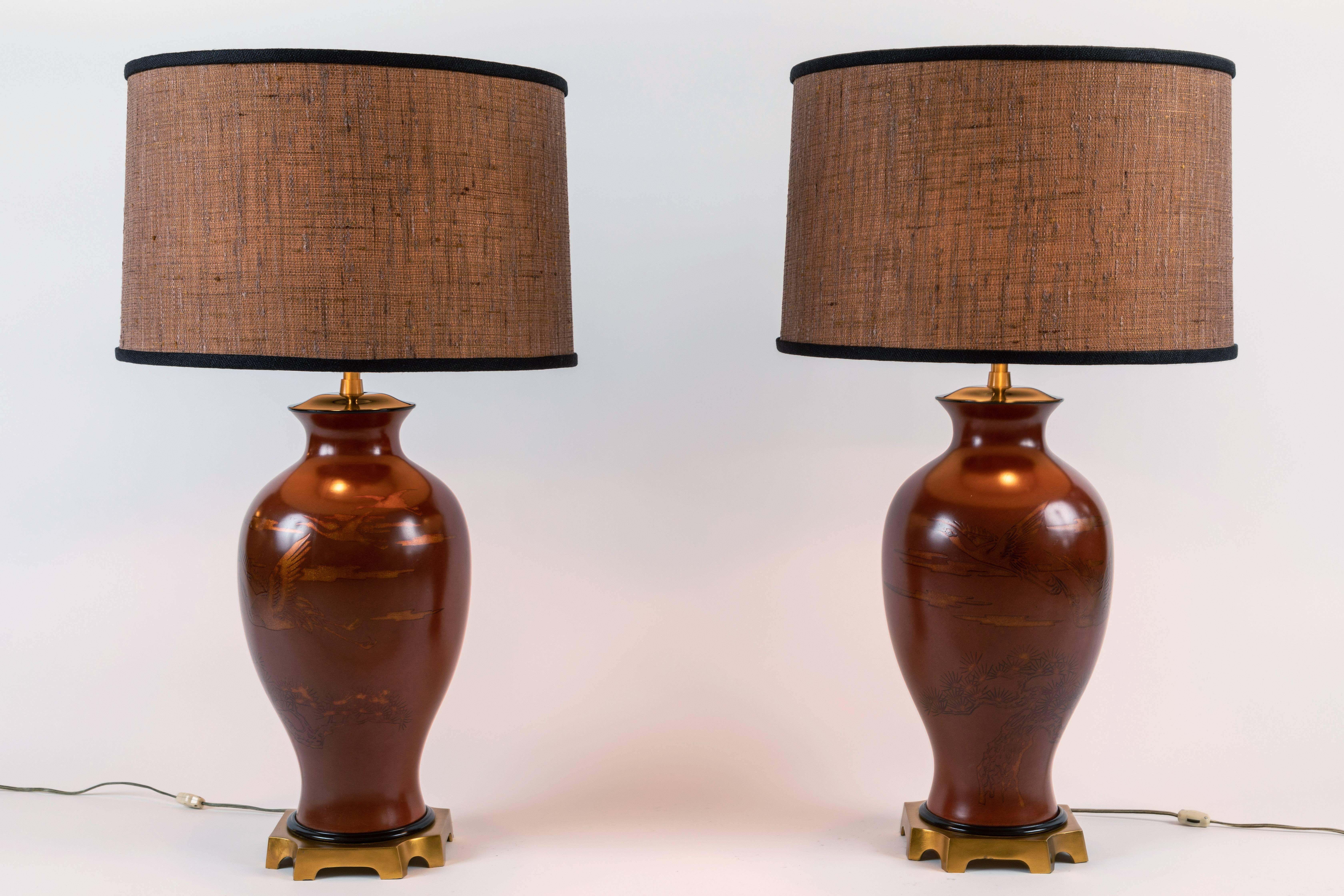 Pair of Japanese or Chinoiserie Style Urn Table Lamps by Marbro Lamp Company 2