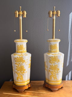 Pair of Japanese Porcelain Chinoiserie Lamps by Marbro