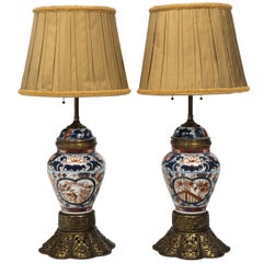 antique japanese porcelain lamps Pair of Japanese Porcelain Lamps by Imari