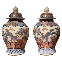  Pair of Japanese porcelain Vases, Arita Porcelain, Imari Decor, Japan, 19th c
