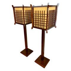 Pair of Japanese Rice Paper Floor Lamps