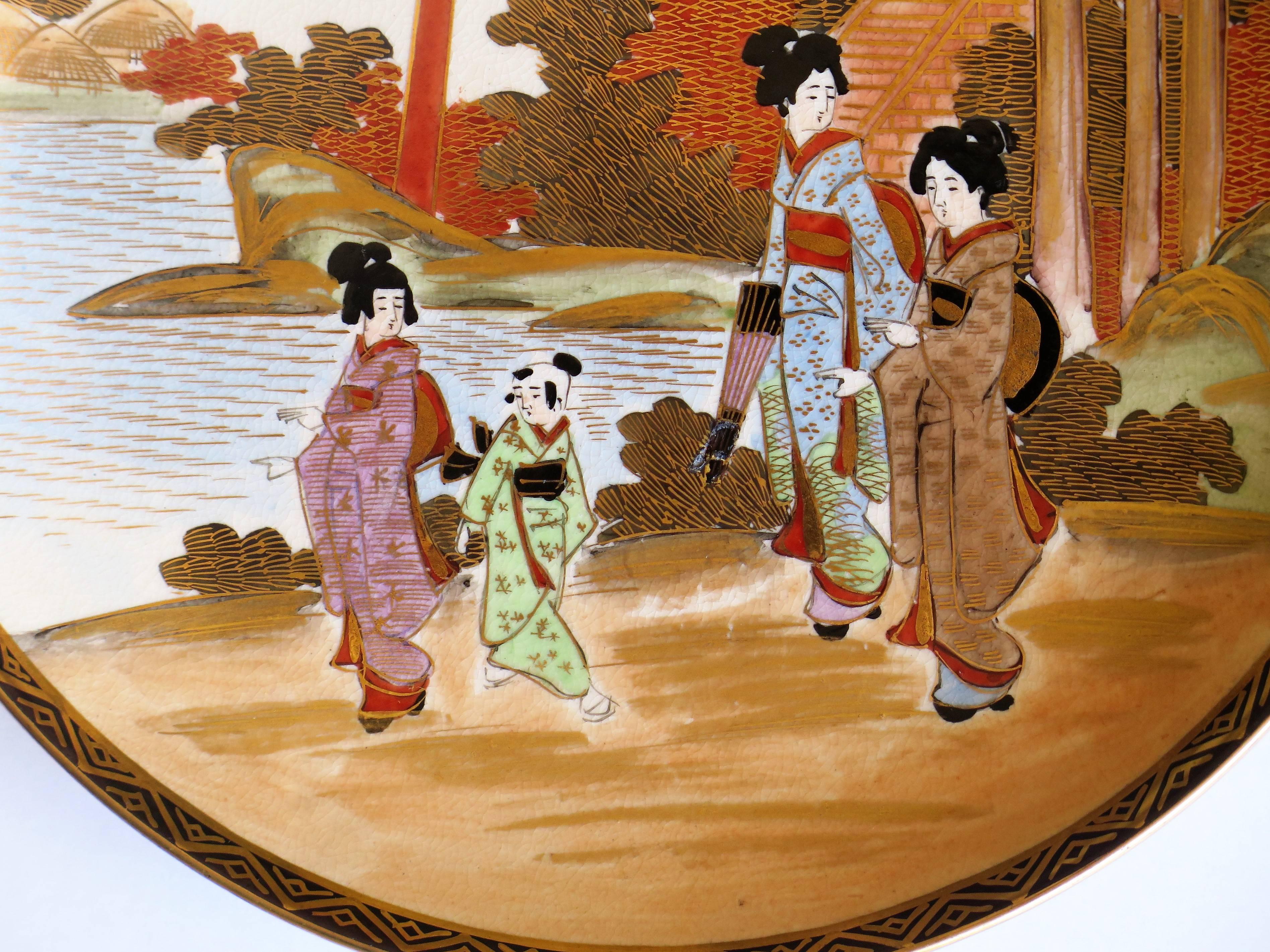 PAIR of Japanese Plates Satsuma hand decoration,  Meiji Period Circa 1900 3