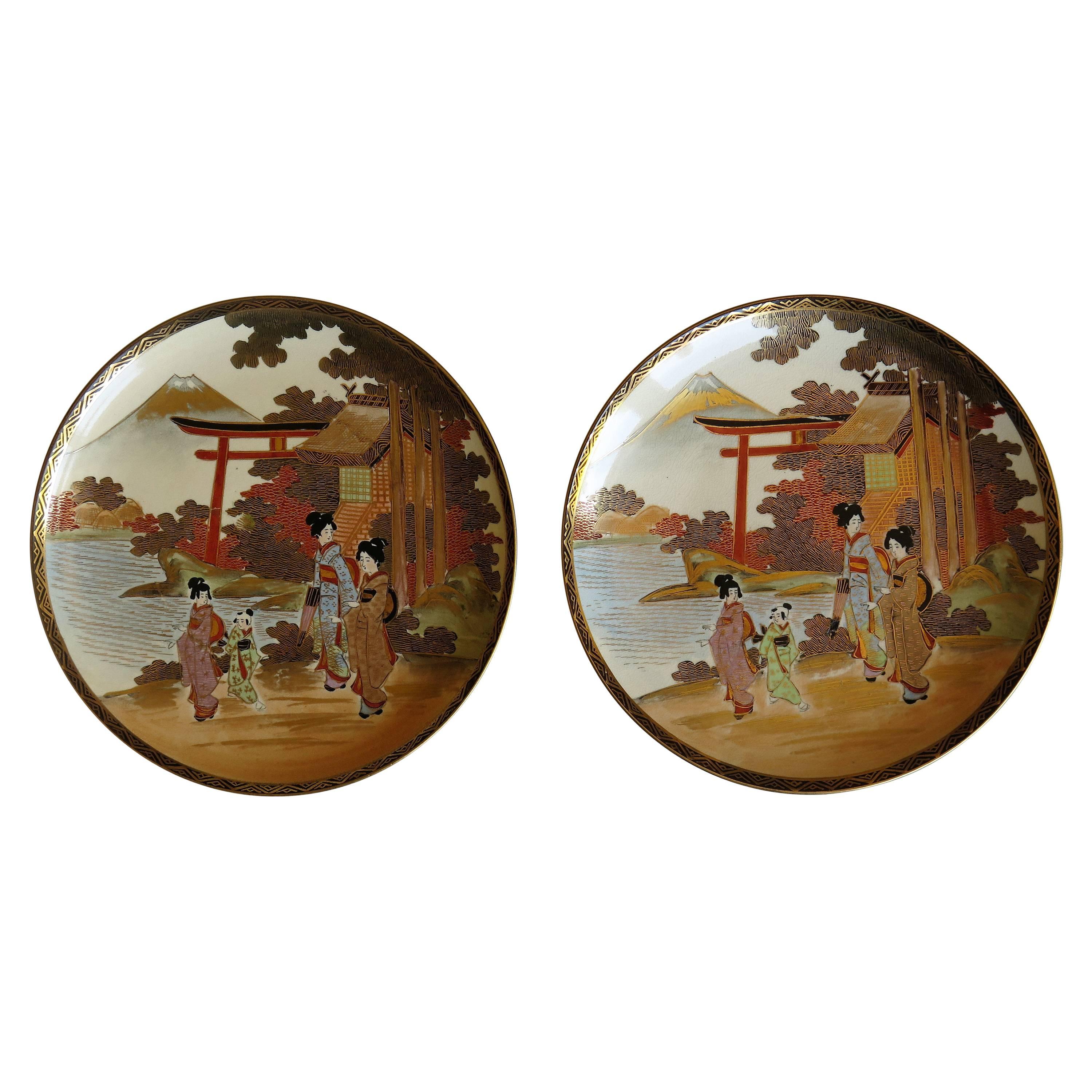PAIR of Japanese Plates Satsuma hand decoration,  Meiji Period Circa 1900