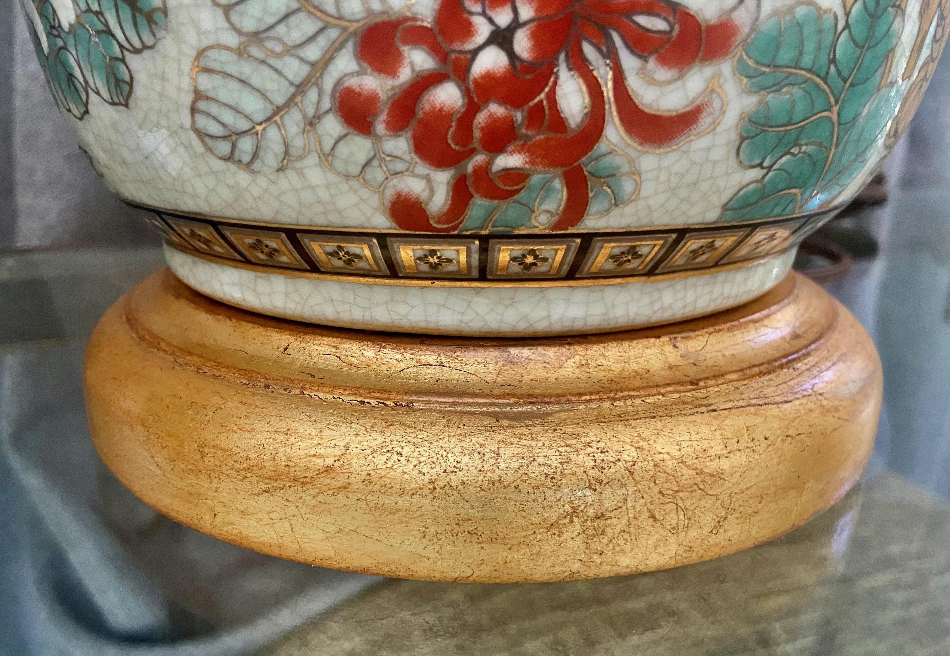 Pair of Japanese Satsuma Porcelain Table Lamps 9