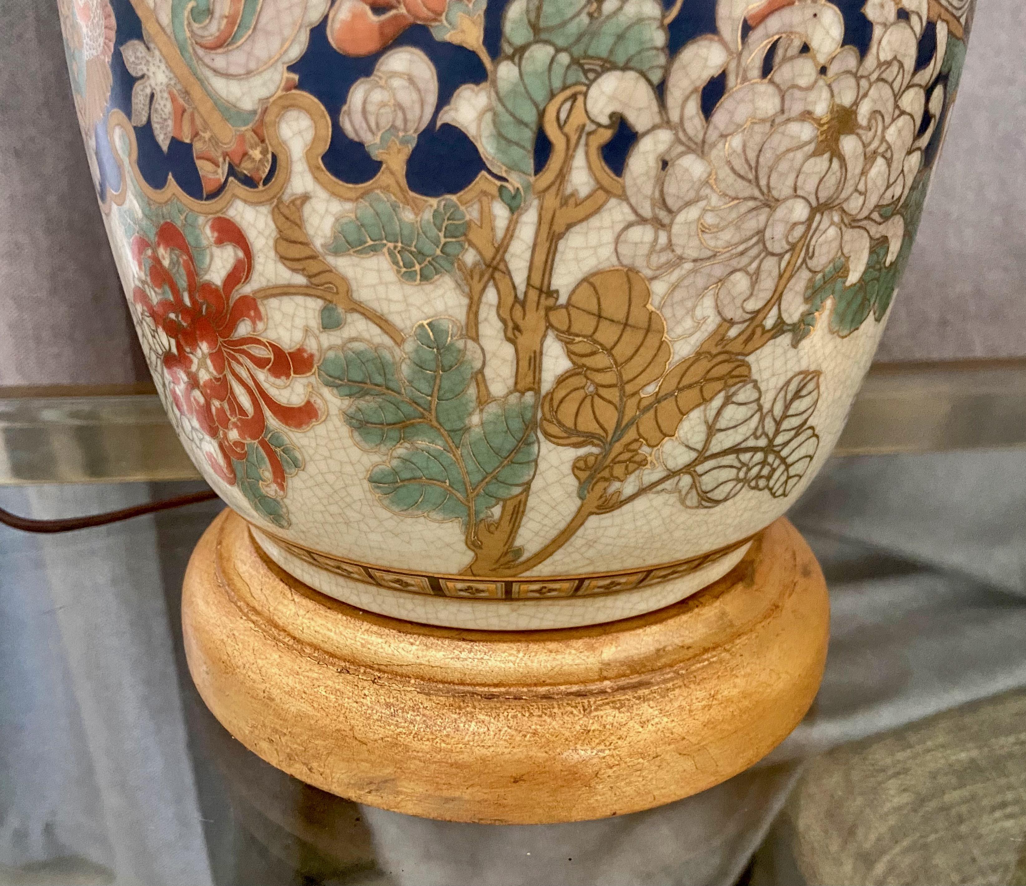 Pair of Japanese Satsuma Porcelain Table Lamps 10
