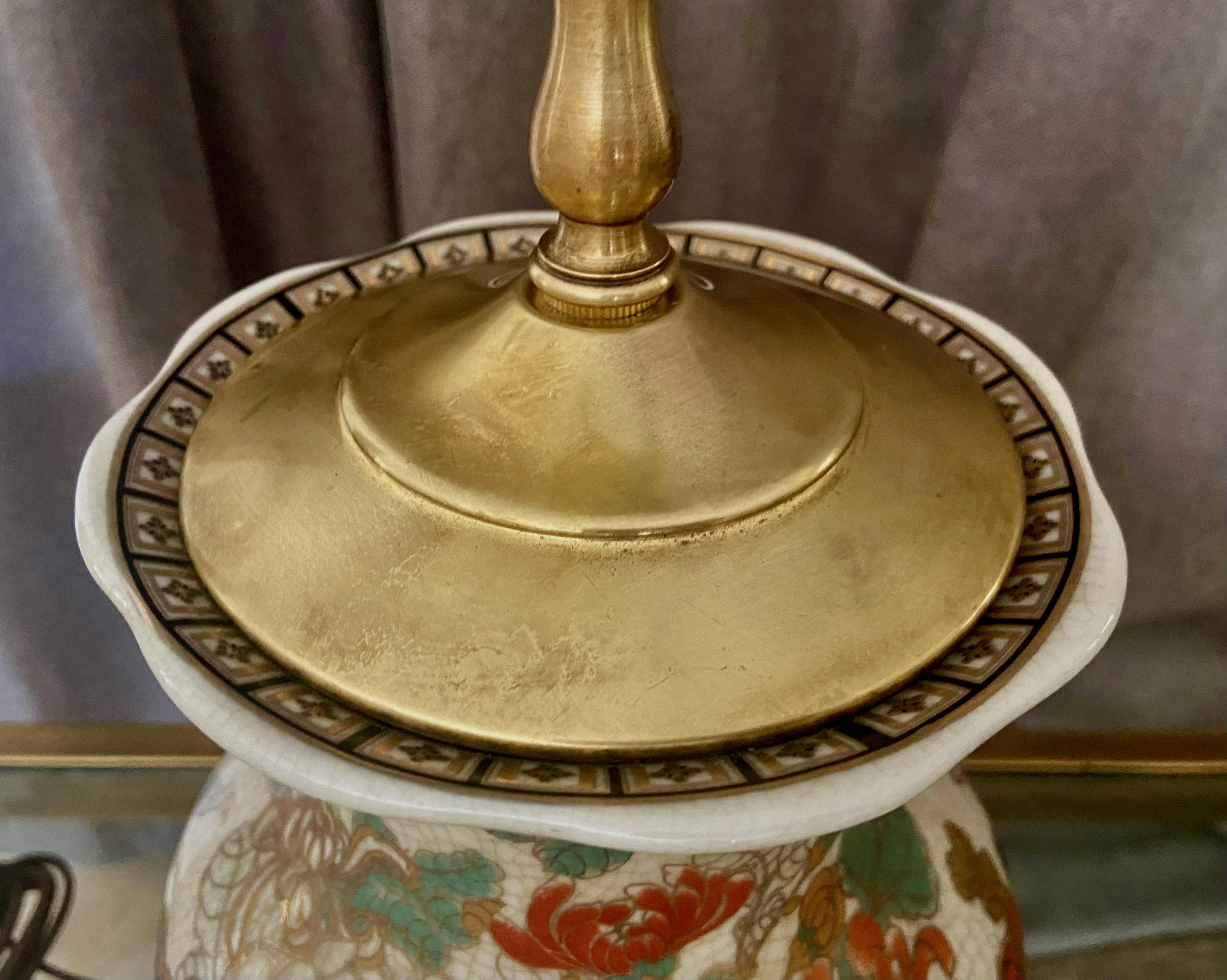 Pair of Japanese Satsuma Porcelain Table Lamps 11