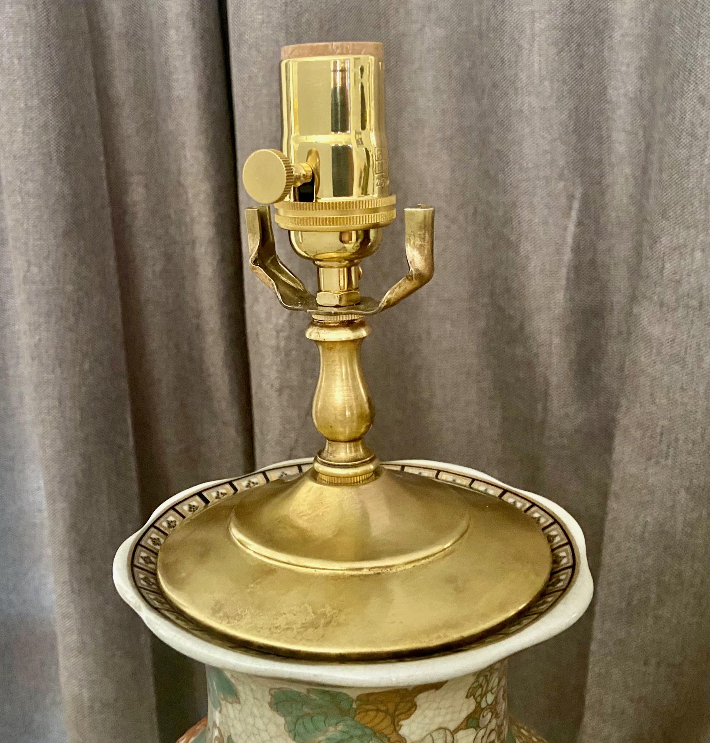 Pair of Japanese Satsuma Porcelain Table Lamps 12