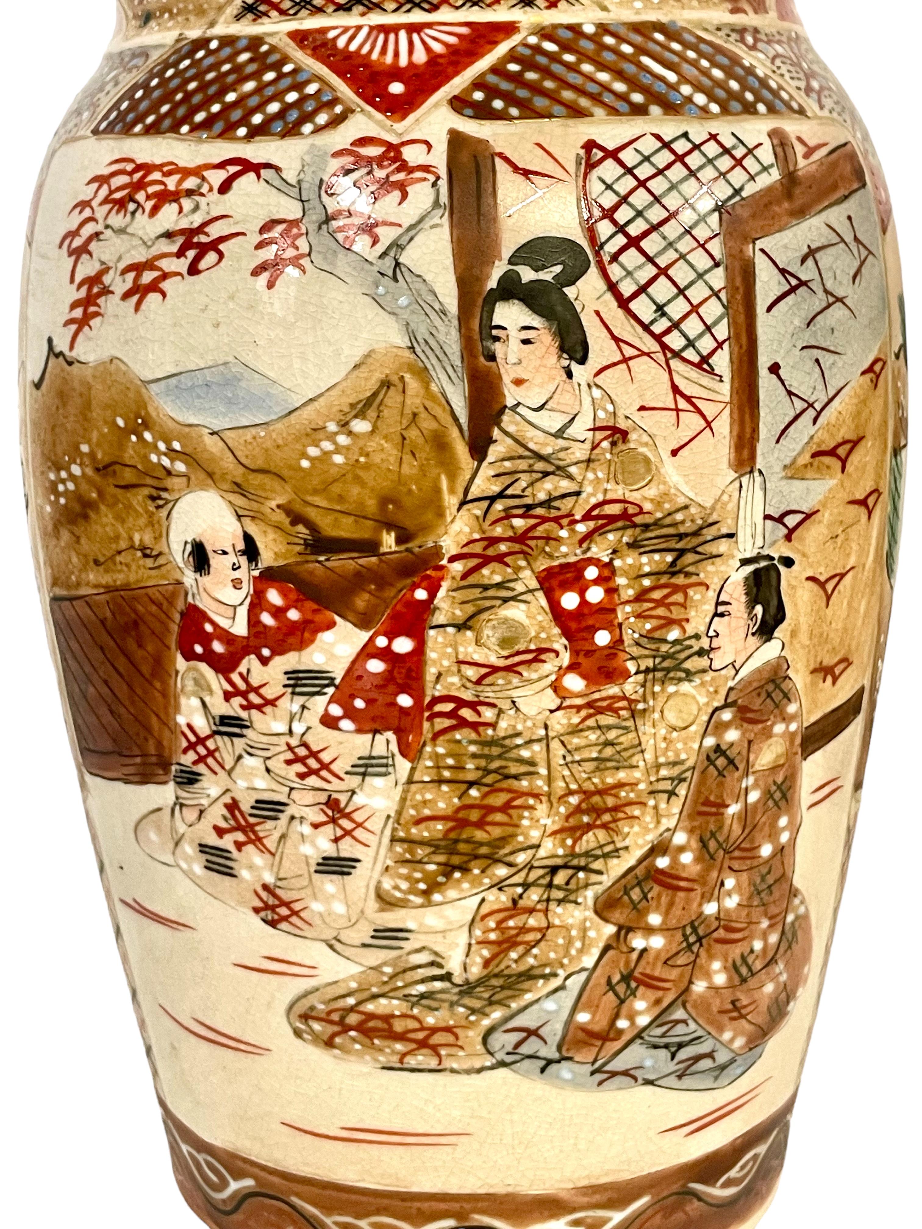 Pair of Japanese Satsuma Shouldered Vases 4
