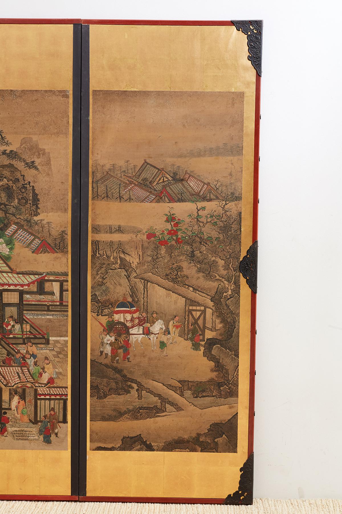 Meiji Pair of Japanese Scrolls Mounted as Panels