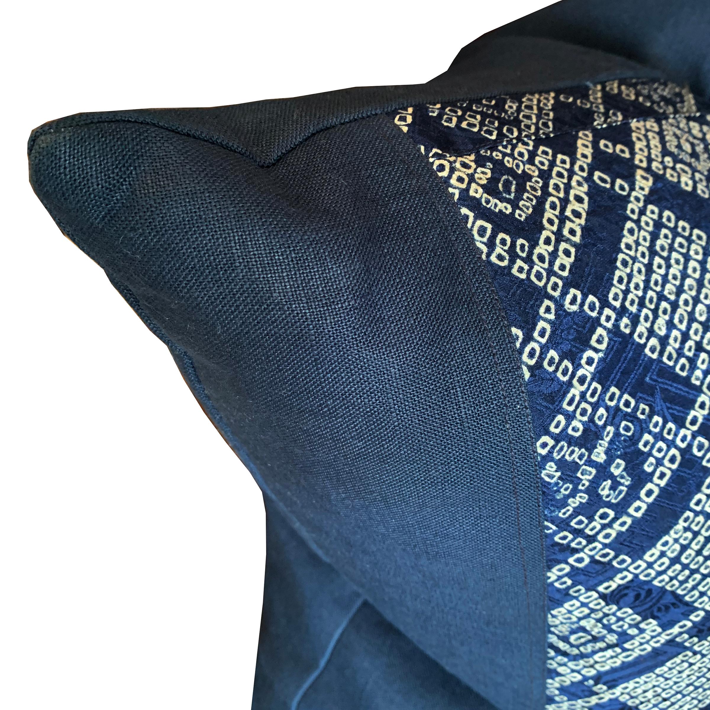 Contemporary Pair of Japanese Shibori Indigo Pillows