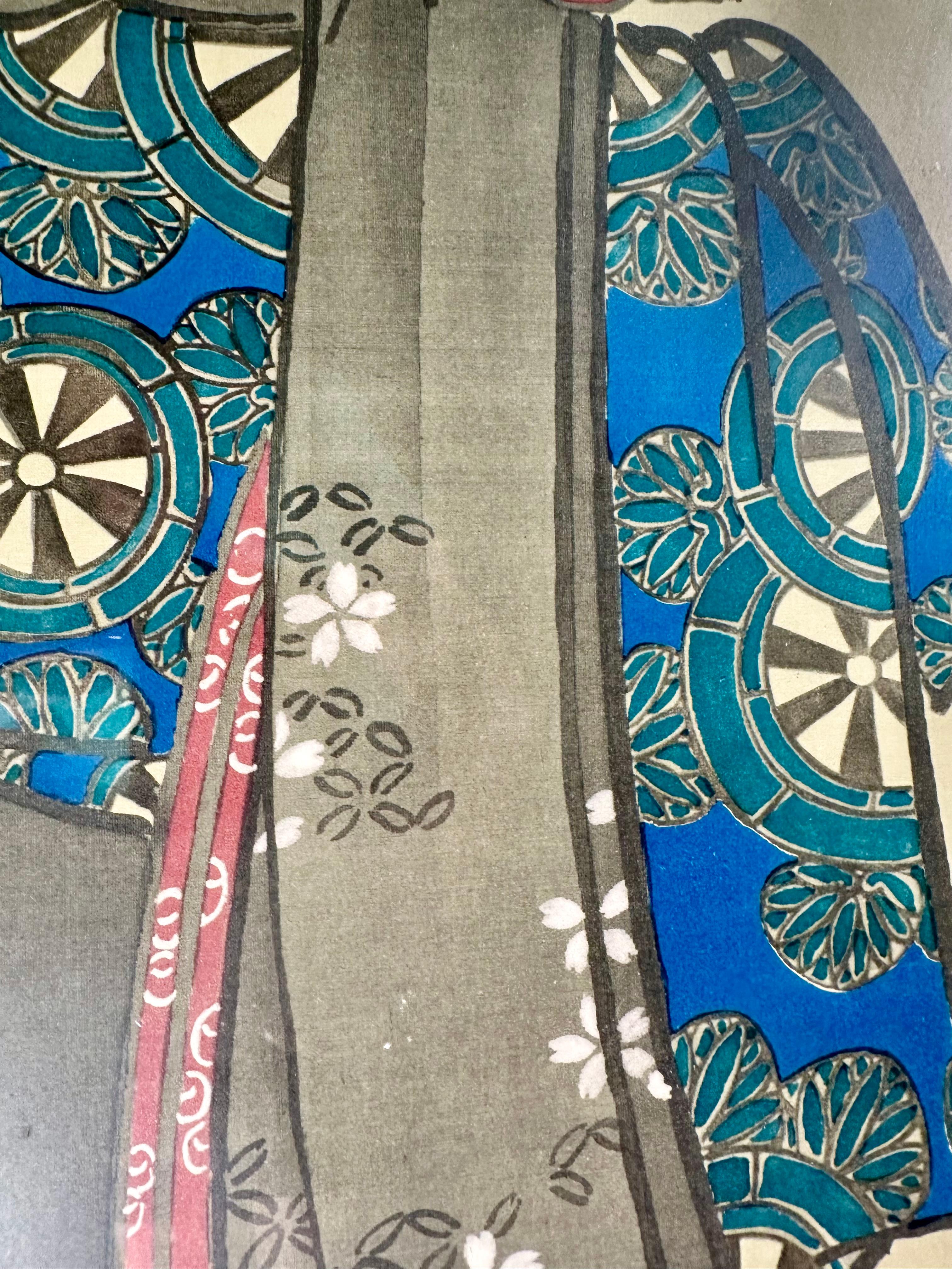 Pair of Japanese Signed Woodblock Prints C. 1910 For Sale 4