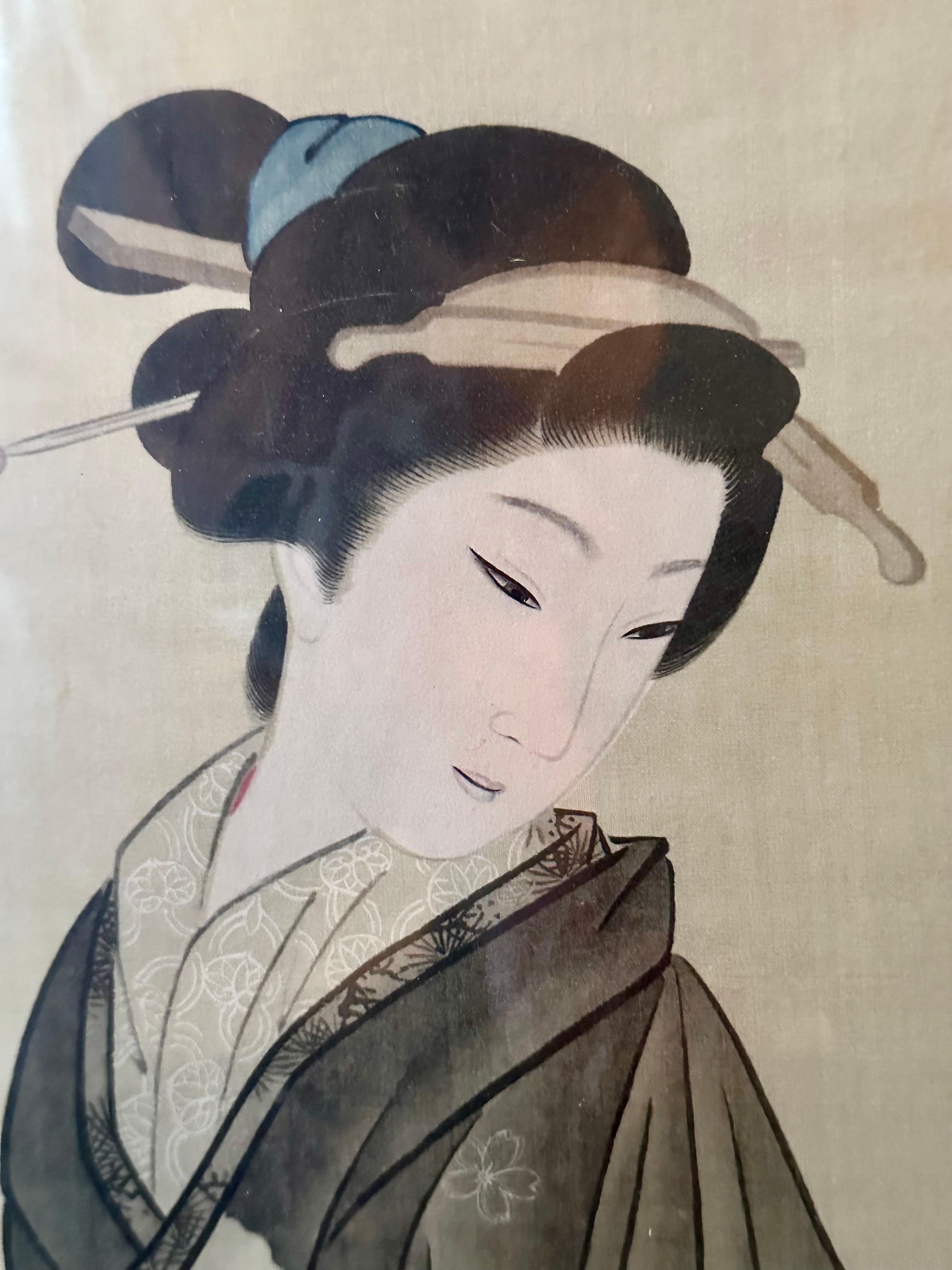 Pair of Japanese Signed Woodblock Prints C. 1910 For Sale 5
