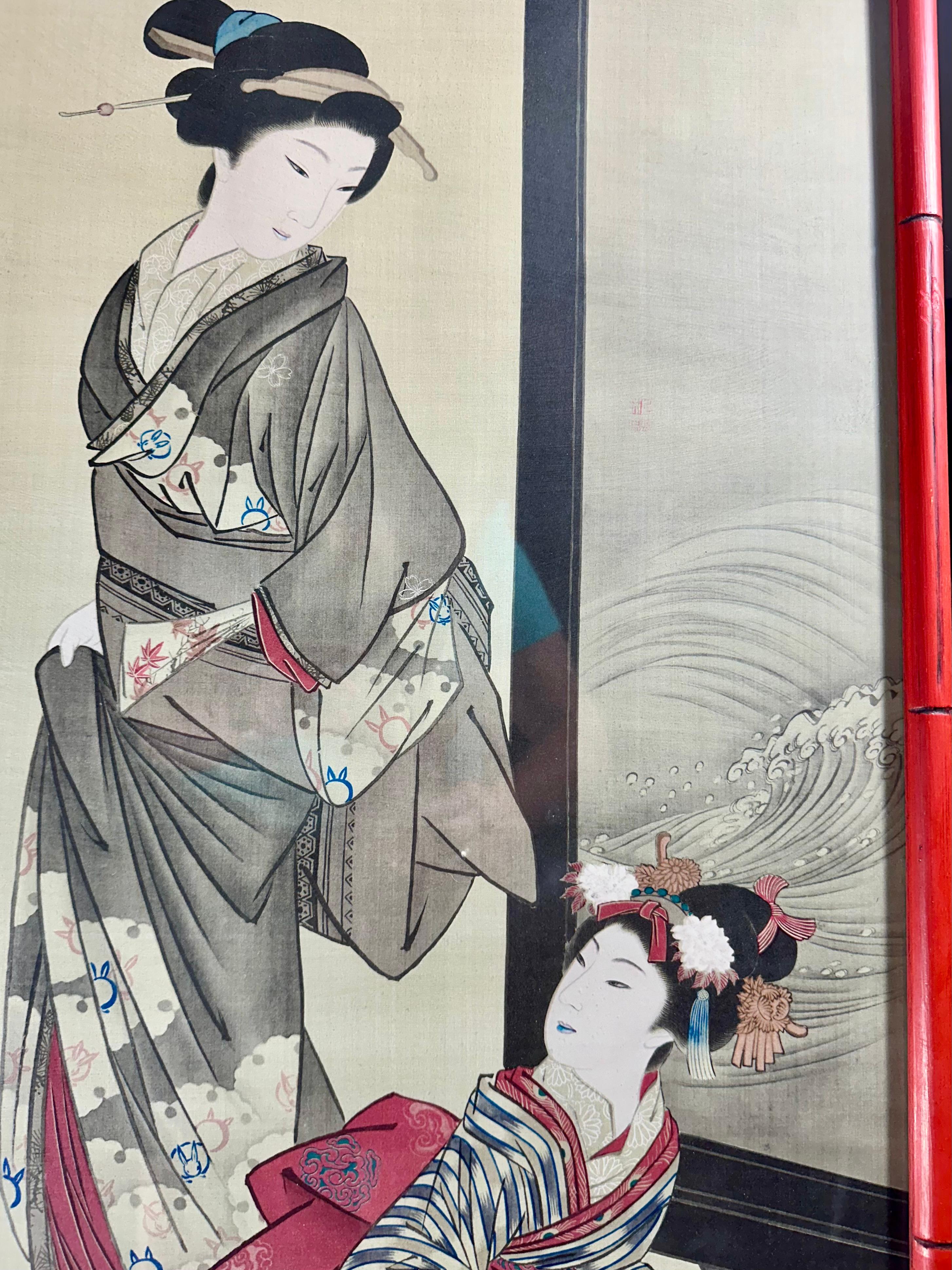 Unknown Pair of Japanese Signed Woodblock Prints C. 1910 For Sale