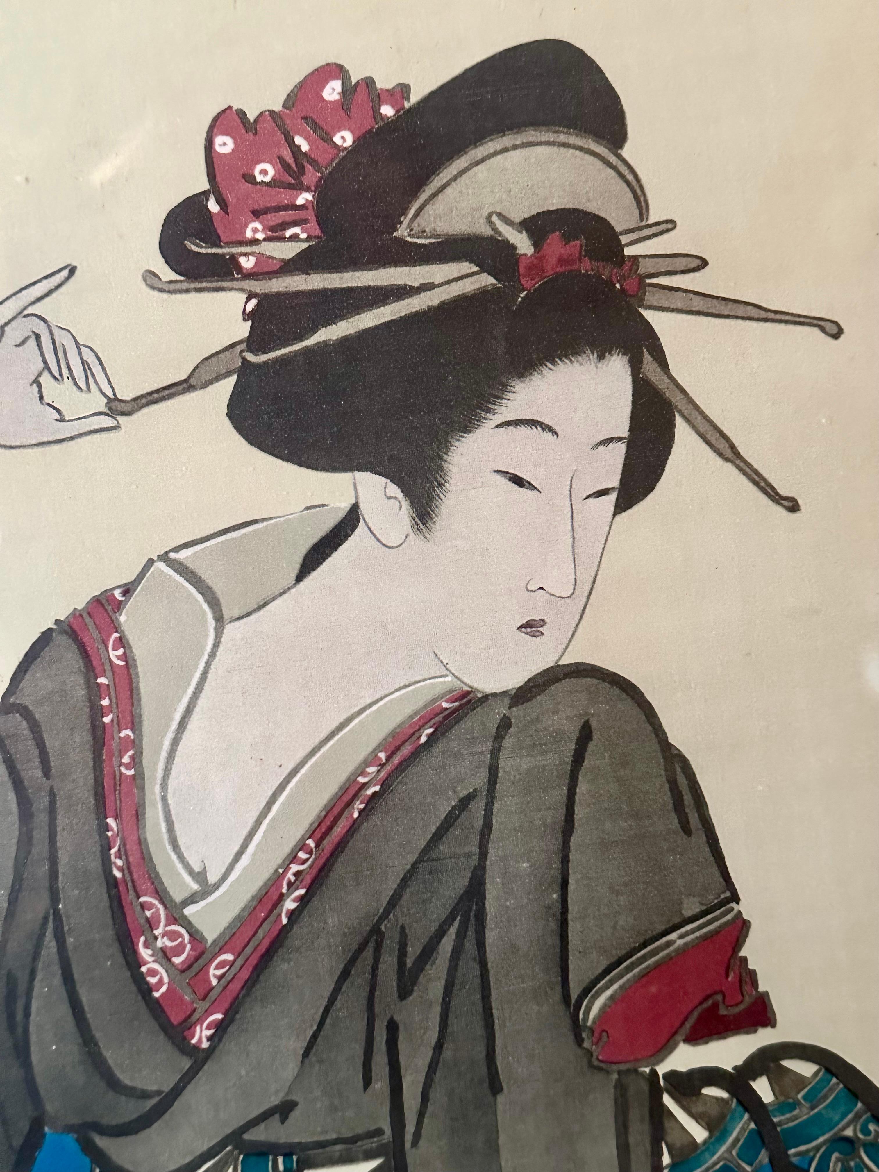Pair of Japanese Signed Woodblock Prints C. 1910 In Good Condition For Sale In Vero Beach, FL