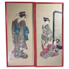 Paire d'estampes japonaises signées, C.I.C. 1910