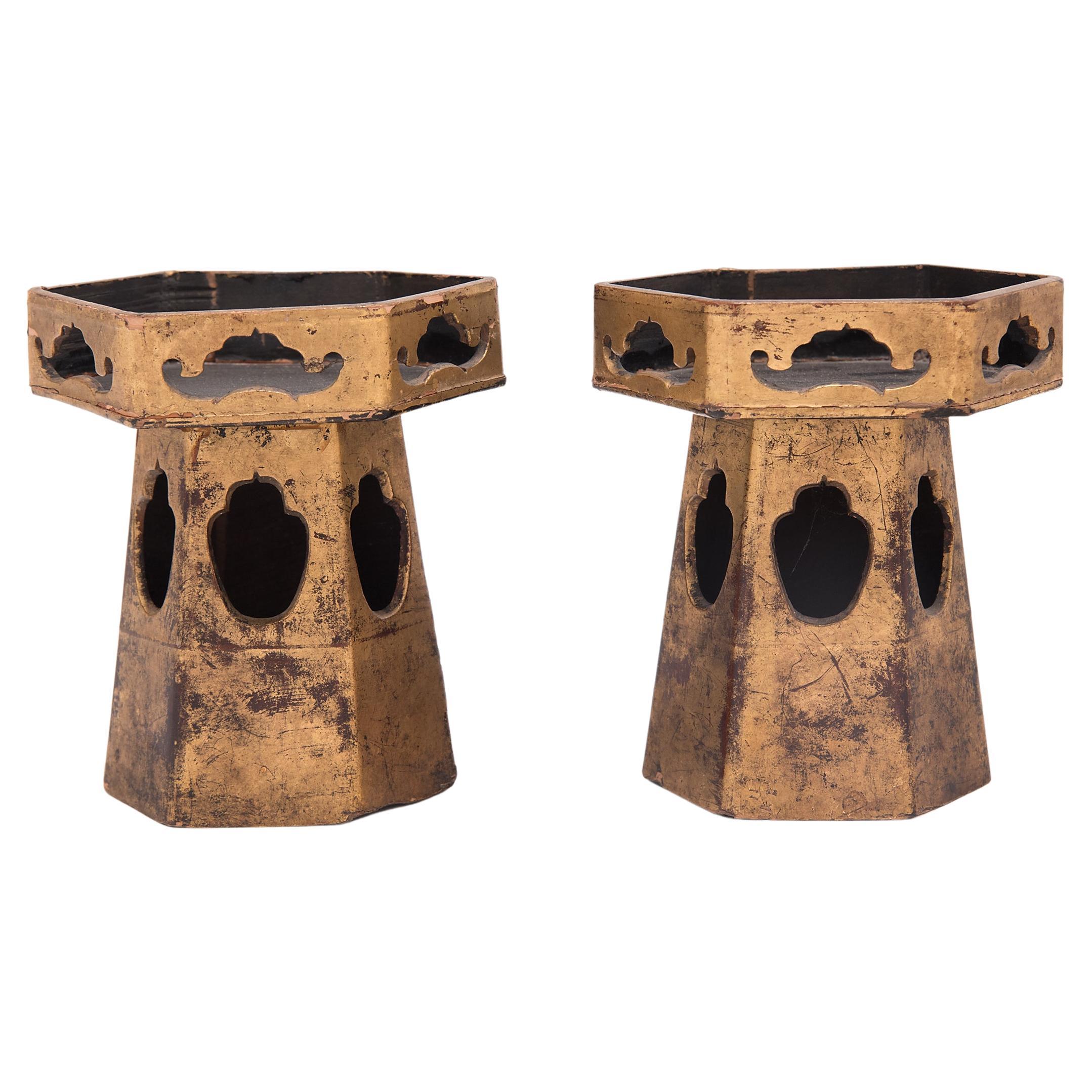 Pair of Japanese Gilt Offering Stands