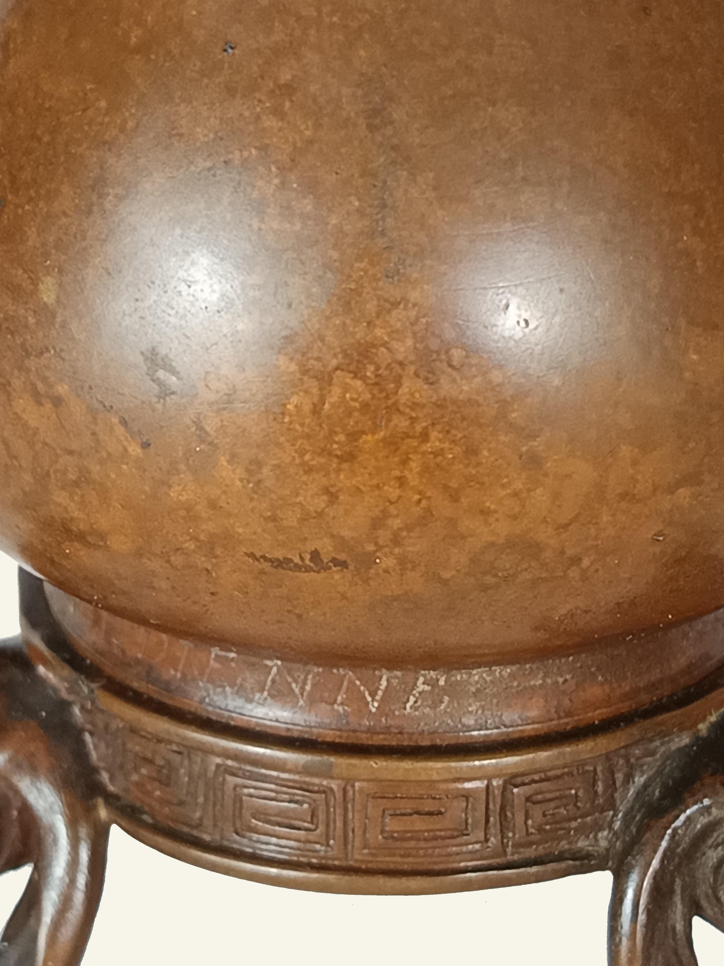 Gilt Pair of Japanese-style Candlesticks by Ferdinand Barbedienne and Edouard Lievre. For Sale