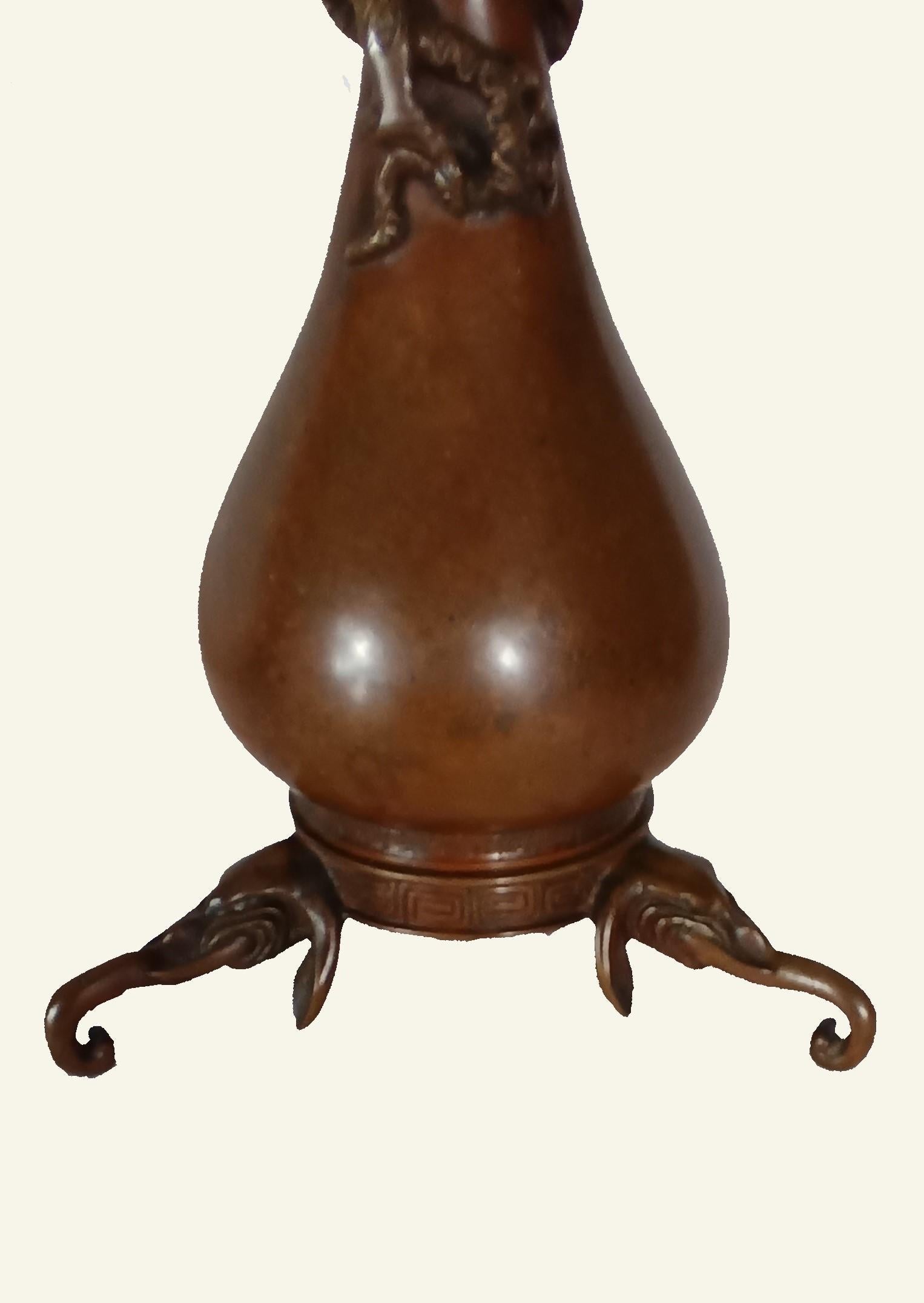 Bronze Pair of Japanese-style Candlesticks by Ferdinand Barbedienne and Edouard Lievre. For Sale