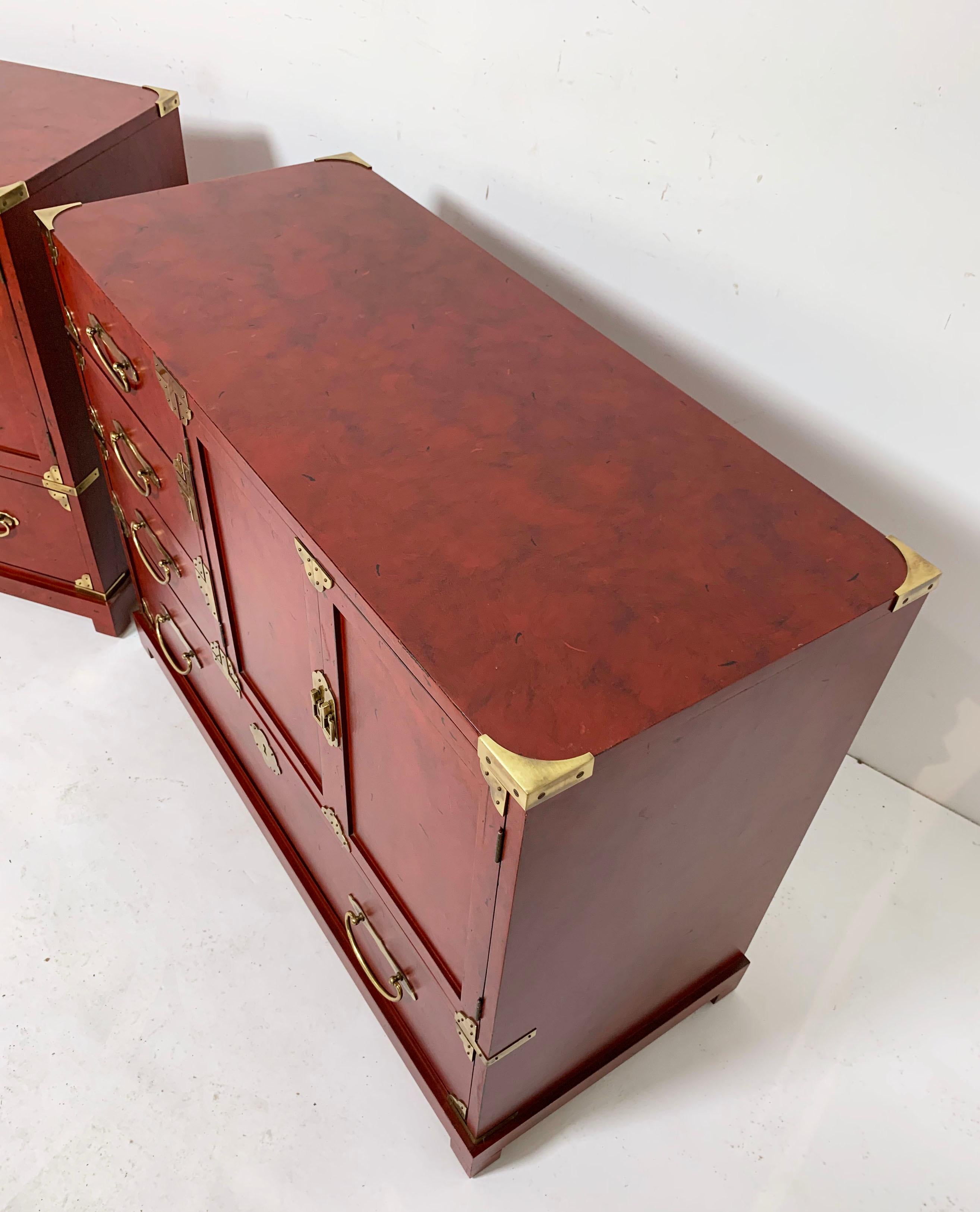 Lacquered Pair of Japanese Tansu Style Cabinets by Century Furniture