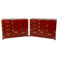 Pair of Japanese Tansu Style Cabinets by Century Furniture