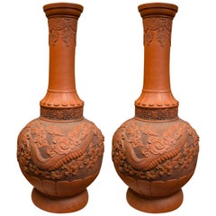 Pair of Japanese Tokoname art pottery, with impressed maker's mark, 1920s