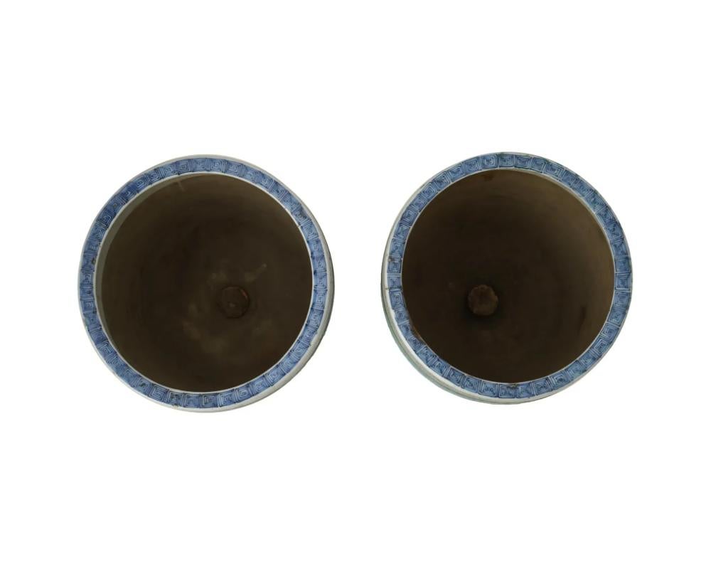 Pareja De Macetas Japonesas Totai Cloisonné Esmalte Cache siglo XIX en venta
